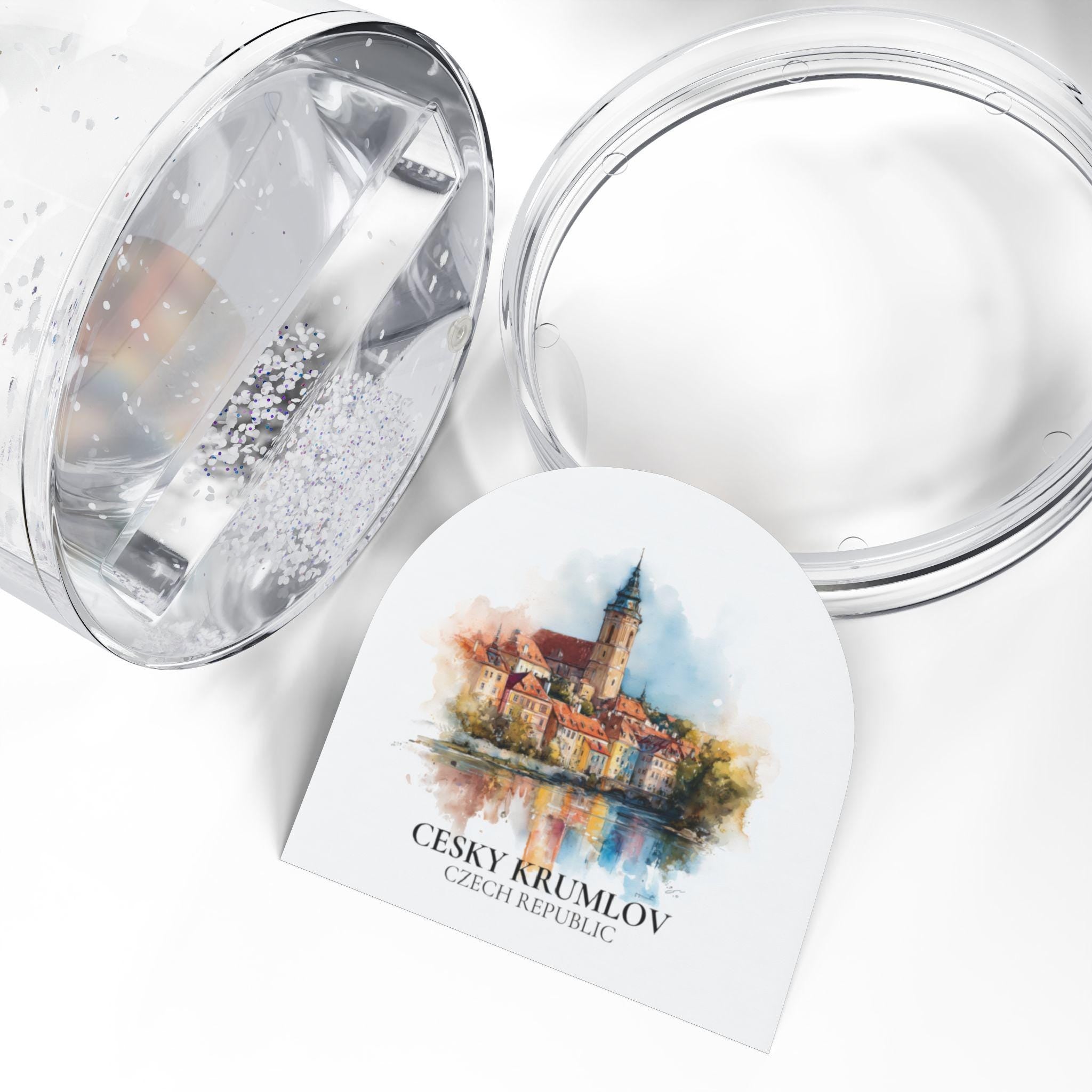 Cesky Krumlov Czech Republic Snow Globe, Personalized Watercolor, Custom Travel Souvenir Keepsake City Dome