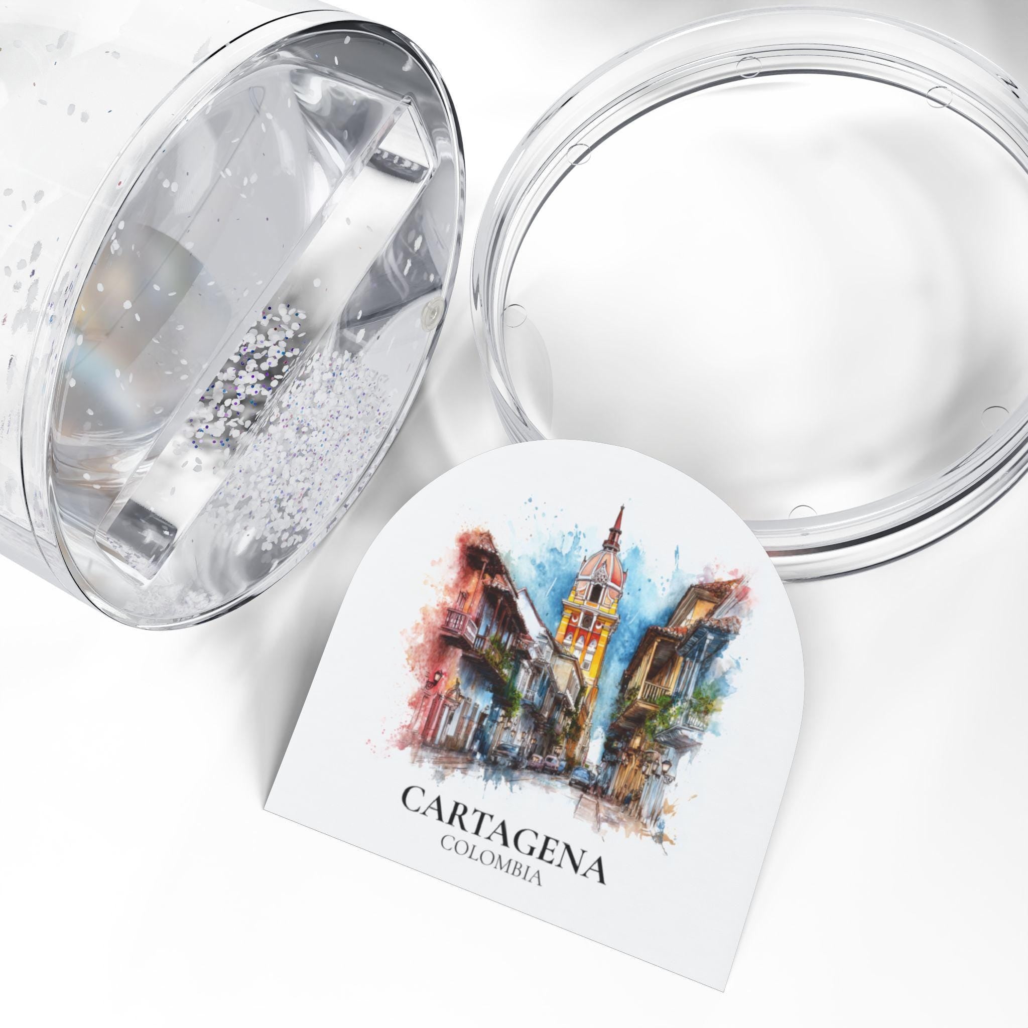 Cartagena Colombia Snow Globe, Personalized Watercolor, Custom Travel Souvenir Keepsake City Dome