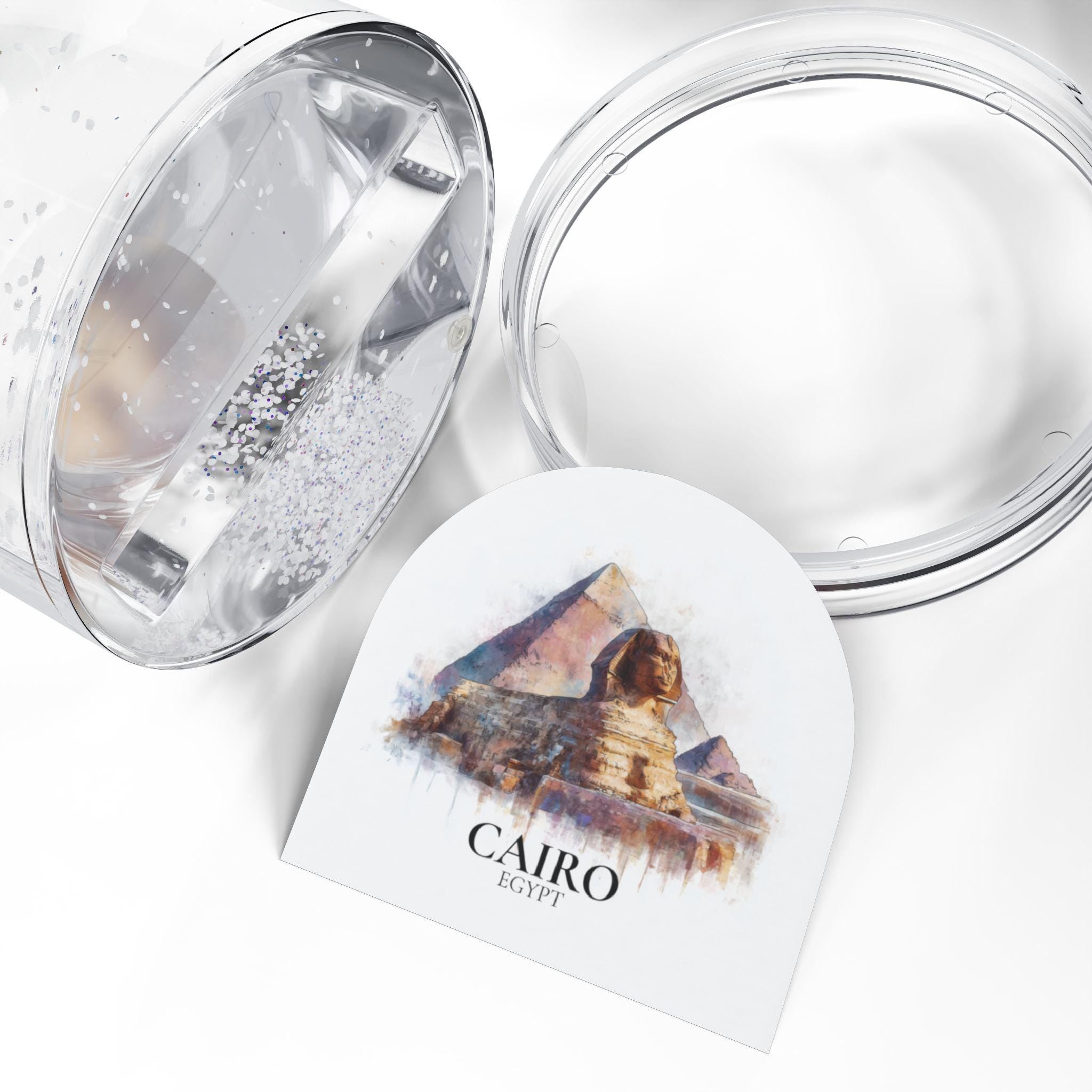 Cairo Egypt Snow Globe, Personalized Watercolor, Custom Travel Souvenir Keepsake City Dome