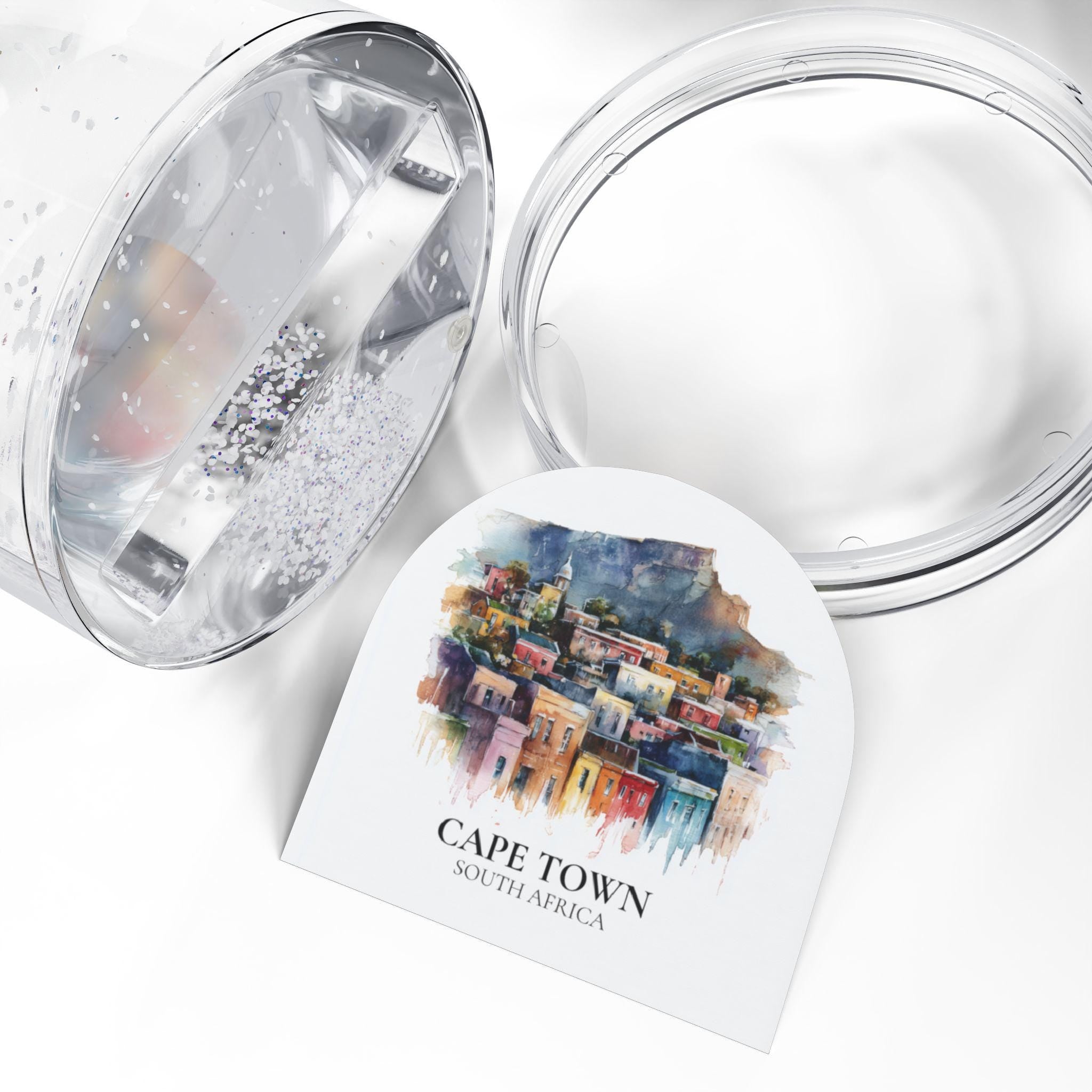 Cape Town South Africa Snow Globe, Personalized Watercolor, Custom Travel Souvenir Keepsake City Dome