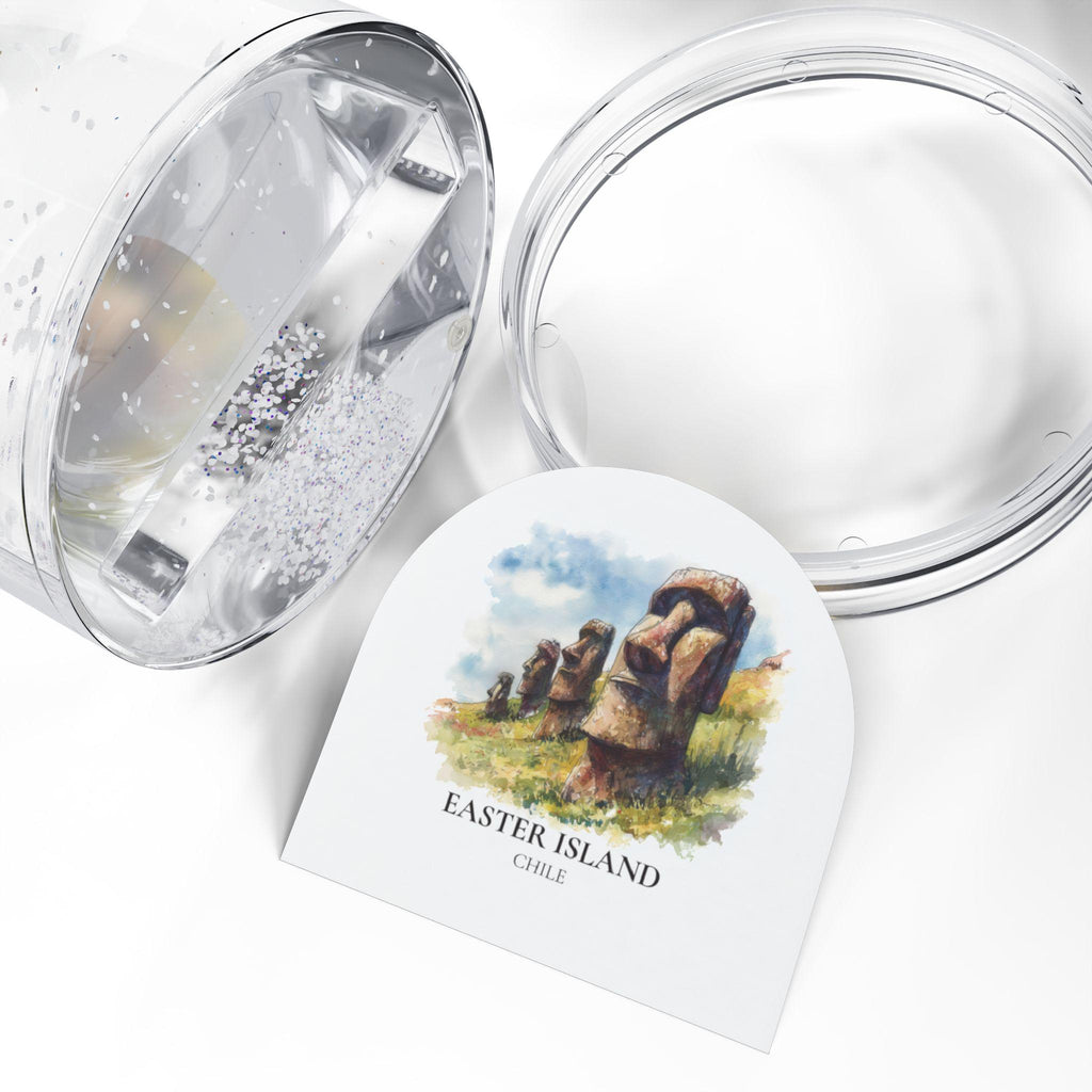 Easter Island Chile Snow Globe, Personalized Watercolor, Custom Travel Souvenir Keepsake City Dome