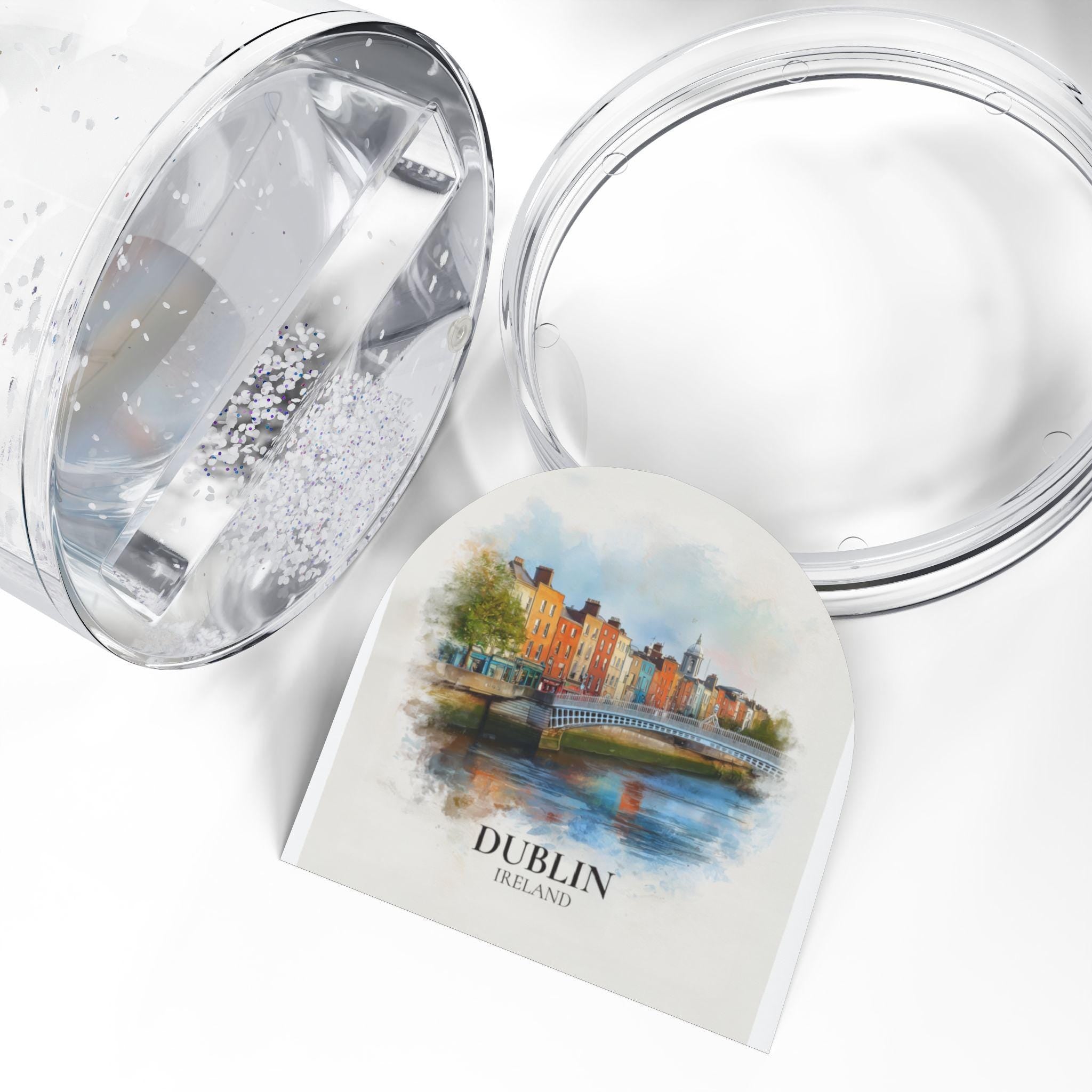 Dublin Ireland Snow Globe, Personalized Watercolor, Custom Travel Souvenir Keepsake City Dome