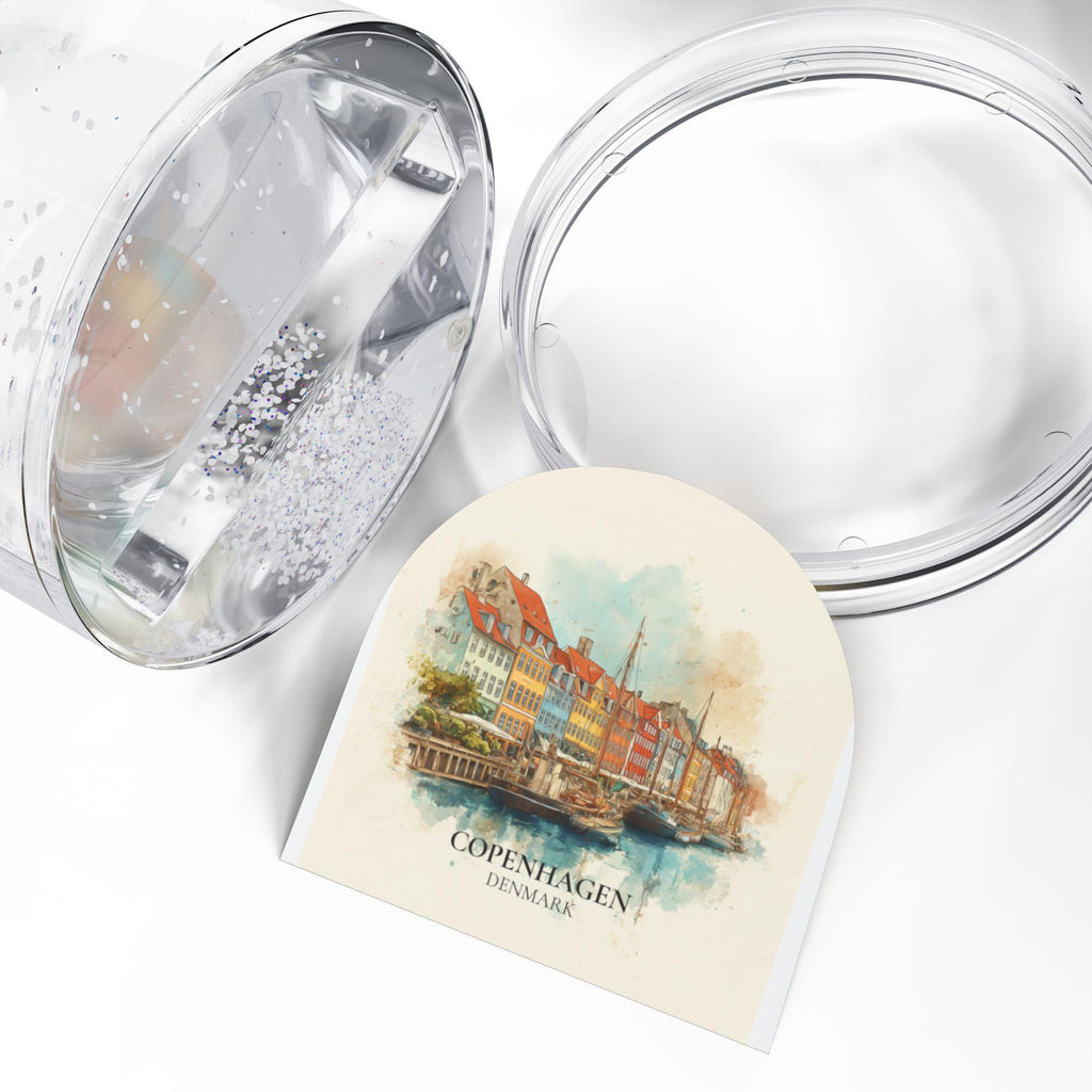 Copenhagen Snow Globe Denmark, Personalized Watercolor, Custom Travel Souvenir Keepsake City Dome