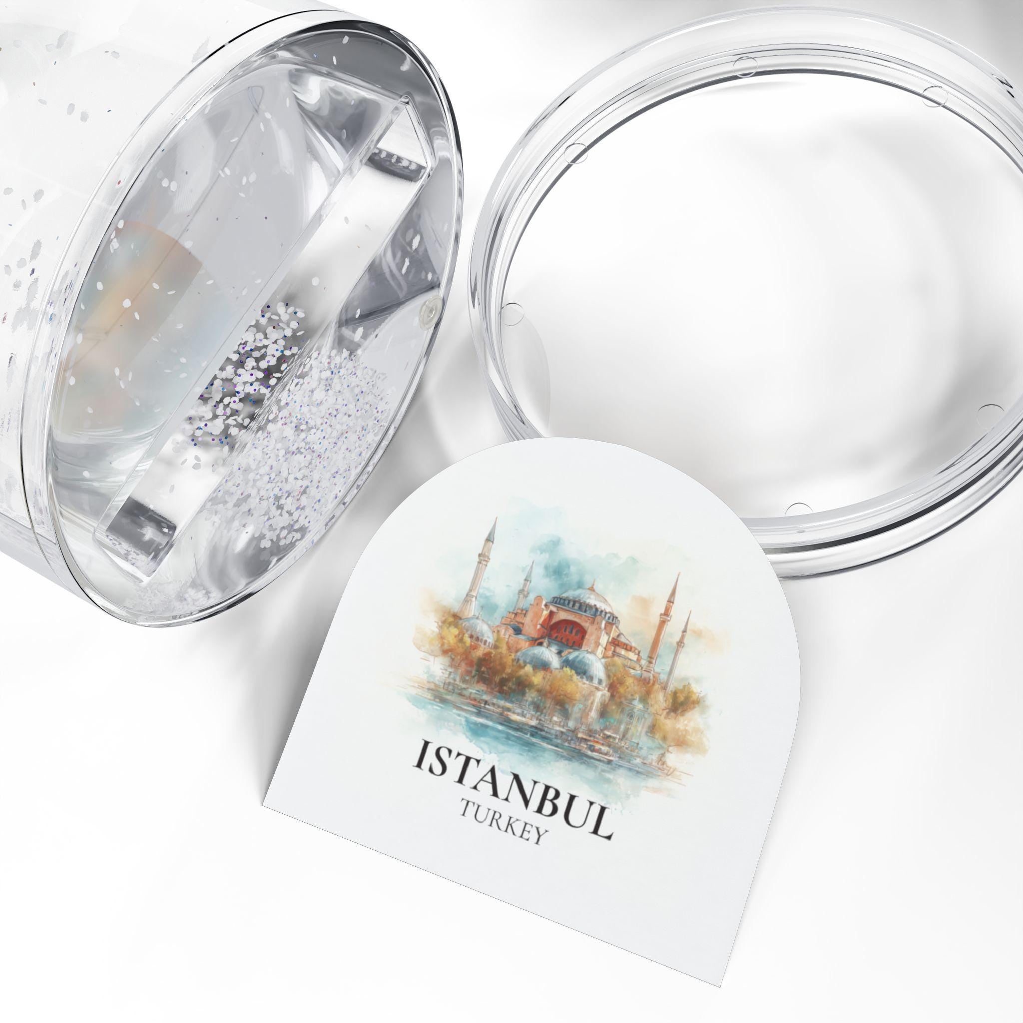 Istanbul Snow Globe Turkey Decor, Personalized Watercolor, Custom Travel Souvenir Keepsake City Dome