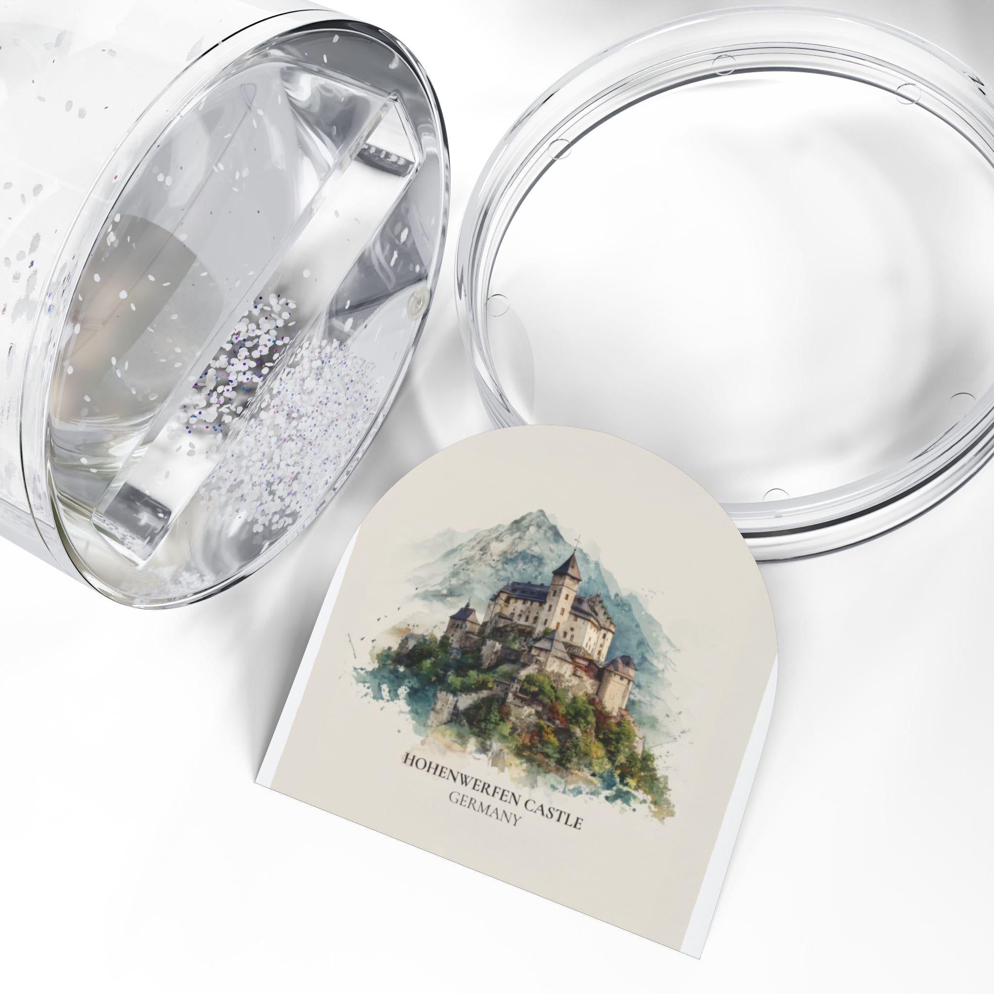 Hohenwerfen Castle Austria Snow Globe, Personalized Watercolor, Custom Travel Souvenir Keepsake City Dome