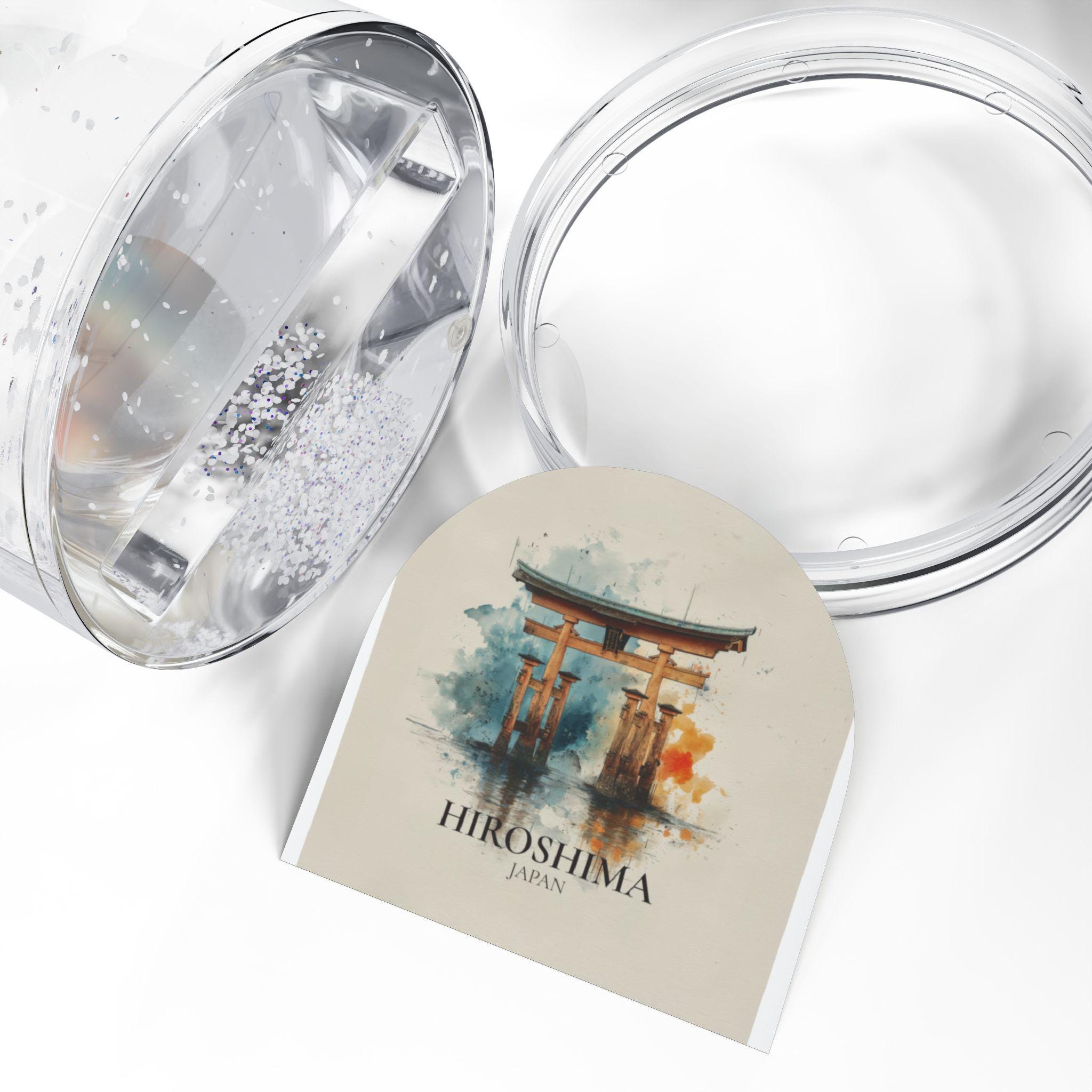 Hiroshima Japan Snow Globe, Personalized Watercolor, Custom Travel Souvenir Keepsake City Dome