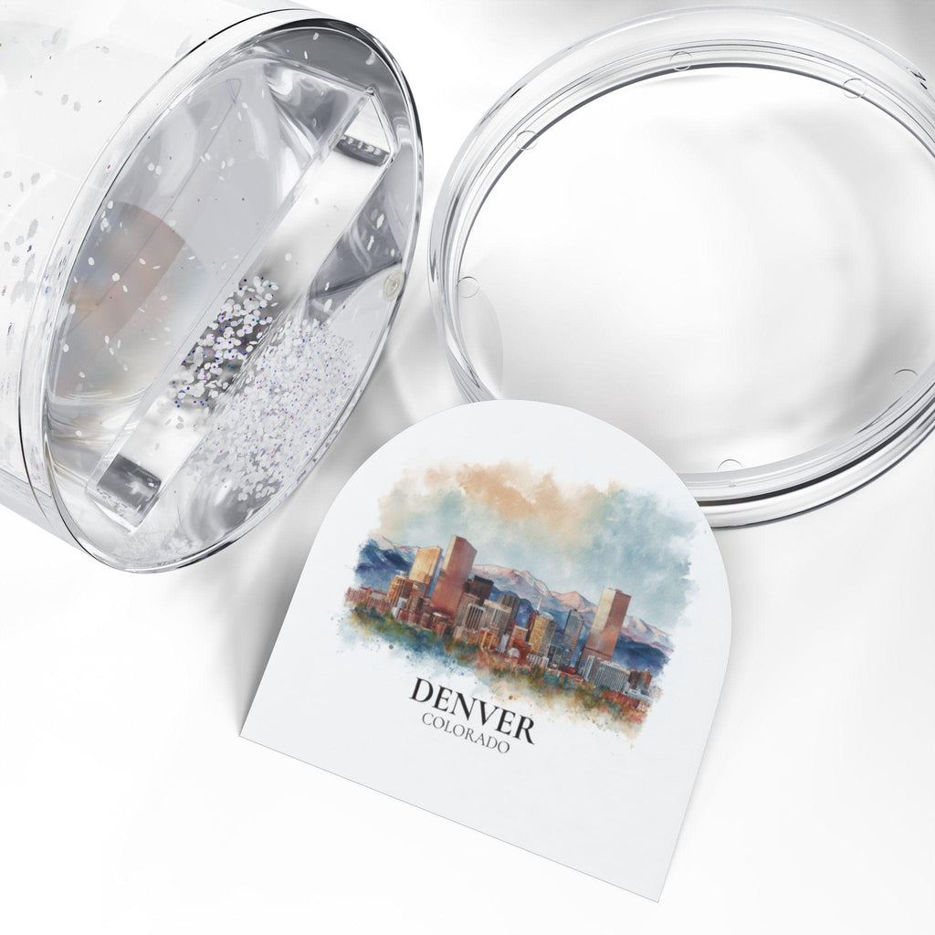 Denver Colorado Snow Globe, Personalized Watercolor, Custom Travel Souvenir Keepsake City Dome