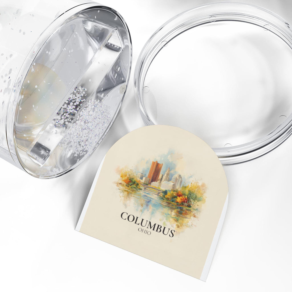 Columbus Ohio Snow Globe, Personalized Watercolor, Custom Travel Souvenir Keepsake City Dome