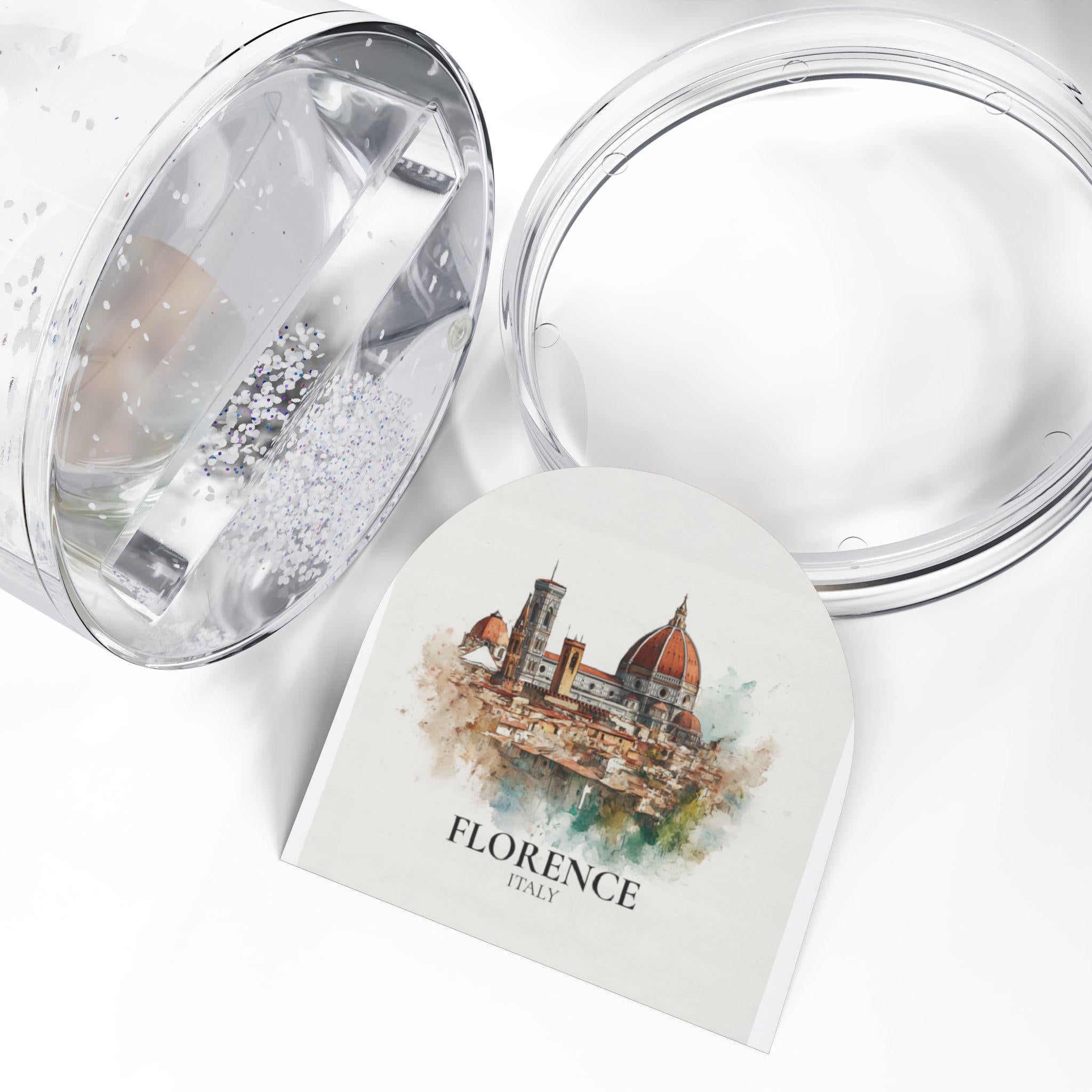 Florence Italy Snow Globe, Personalized Watercolor, Custom Travel Souvenir Keepsake City Dome