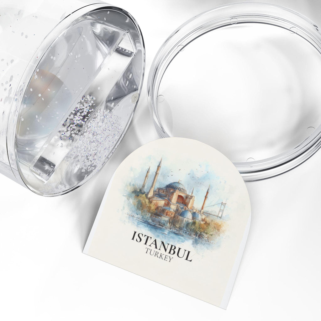 Istanbul Snow Globe, Turkey Personalized Watercolor, Custom Travel Souvenir Keepsake City Dome