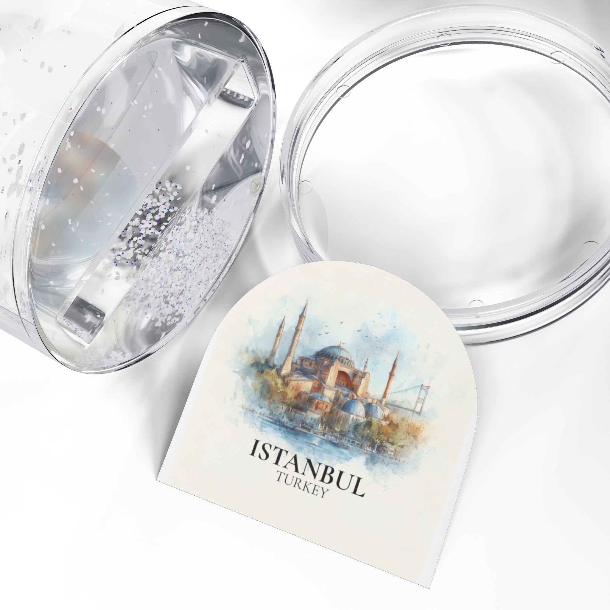 Istanbul Snow Globe, Turkey Personalized Watercolor, Custom Travel Souvenir Keepsake City Dome