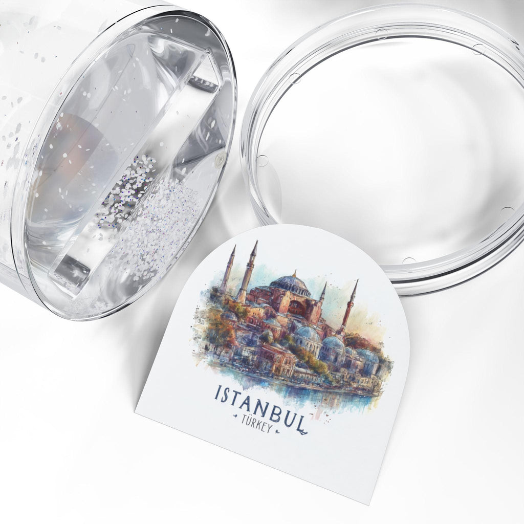 Istanbul Turkey Snow Globe, Personalized Watercolor, Custom Travel Souvenir Keepsake City Dome