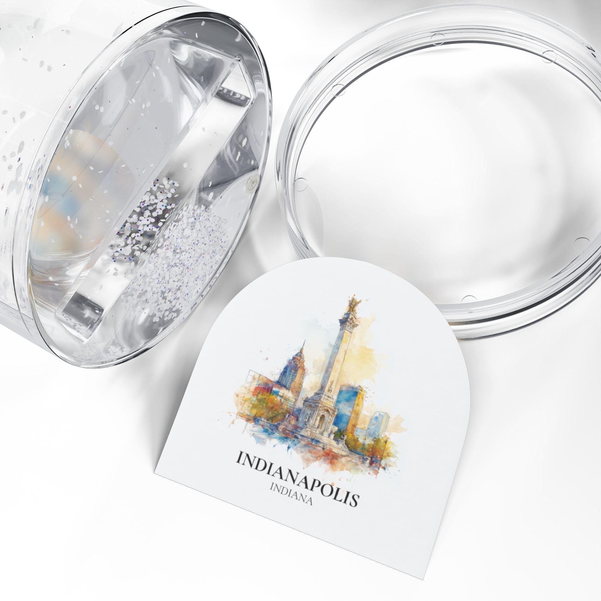 Indianapolis Indiana Snow Globe, Personalized Watercolor, Custom Travel Souvenir Keepsake City Dome