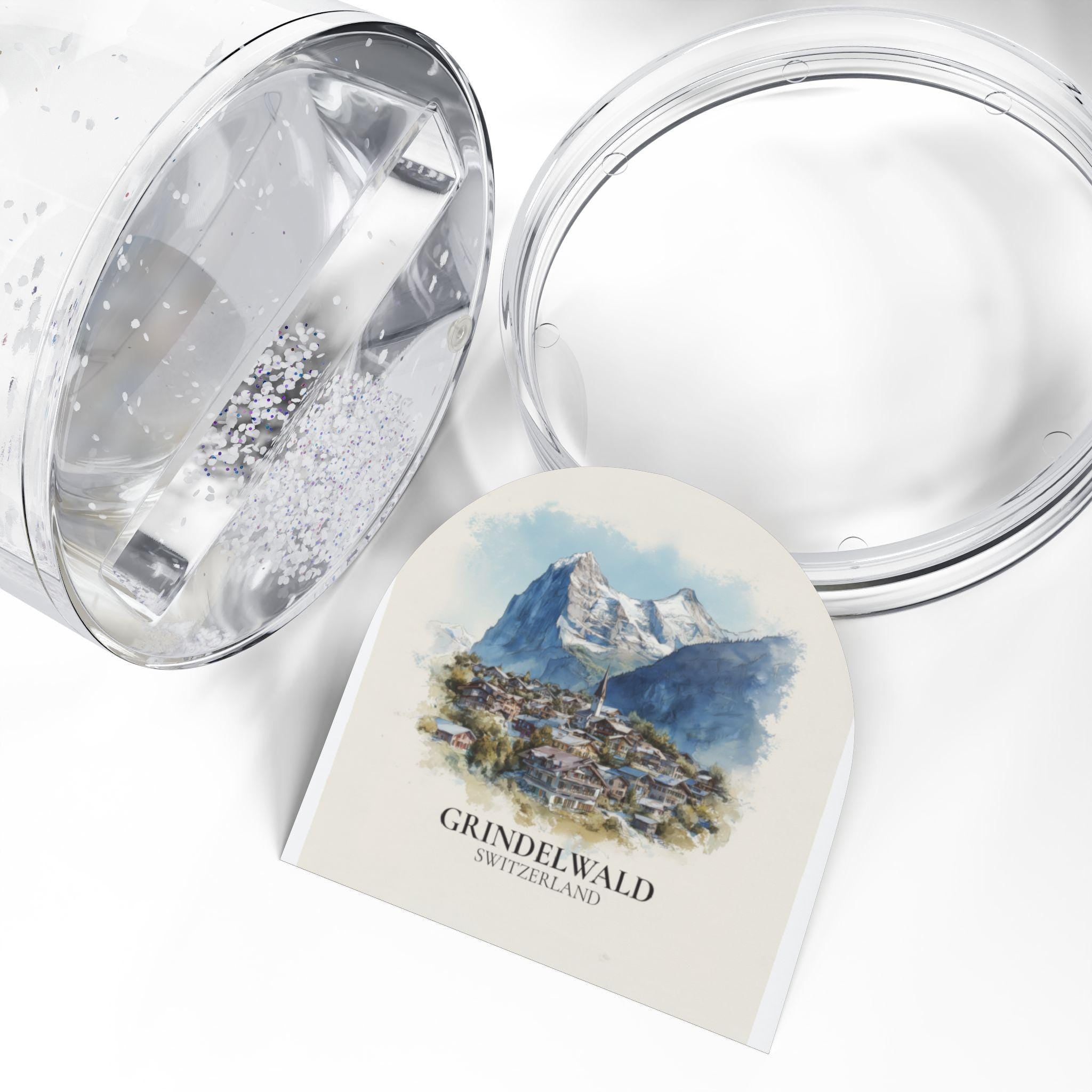Grindelwald Switzerland Snow Globe, Personalized Watercolor, Custom Travel Souvenir Keepsake City Dome