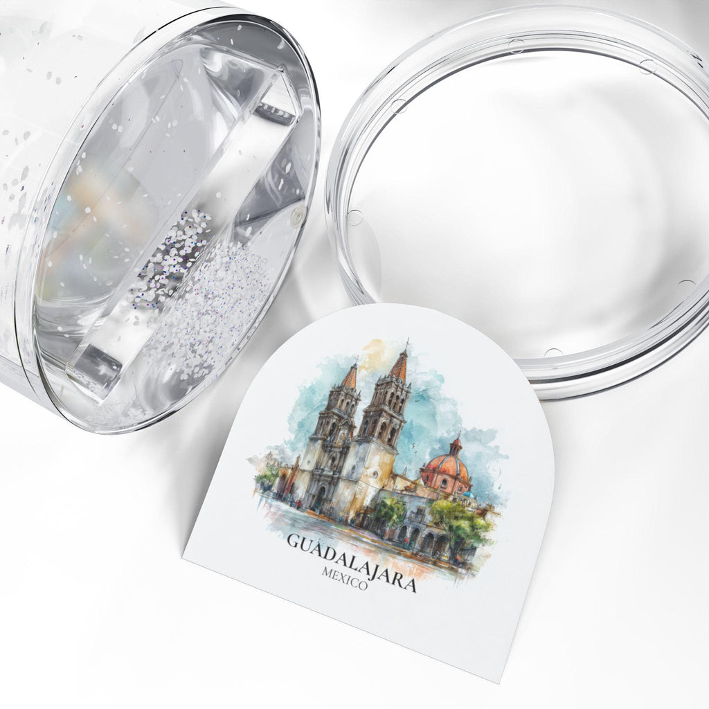 Guadalajara Mexico Snow Globe, Personalized Watercolor, Custom Travel Souvenir Keepsake City Dome