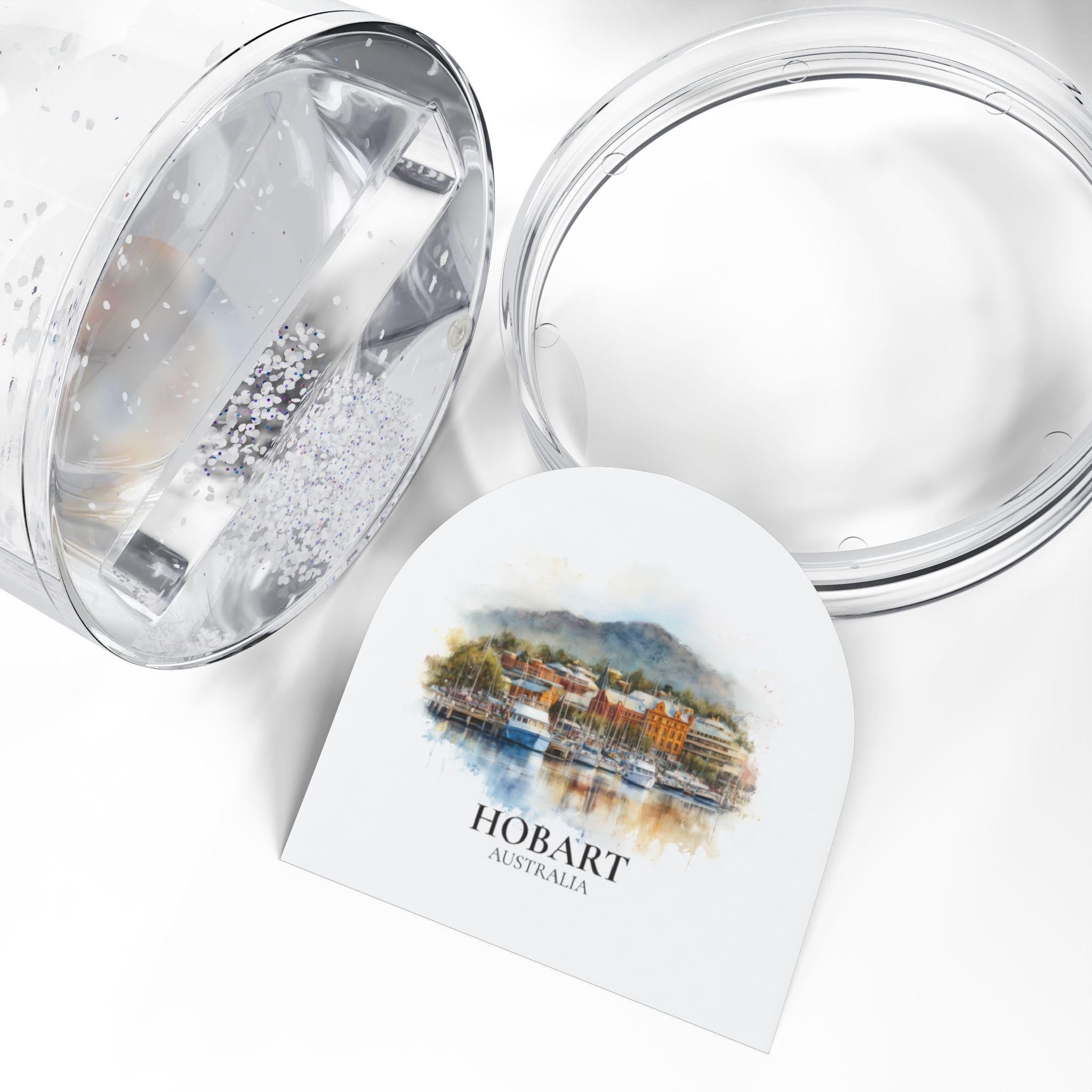 Hobart Australia Snow Globe, Personalized Watercolor, Custom Travel Souvenir Keepsake City Dome