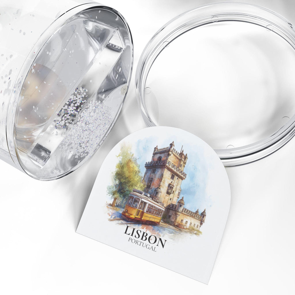 Lisbon Snow Globe Portugal, Personalized Watercolor, Custom Travel Souvenir Keepsake City Dome