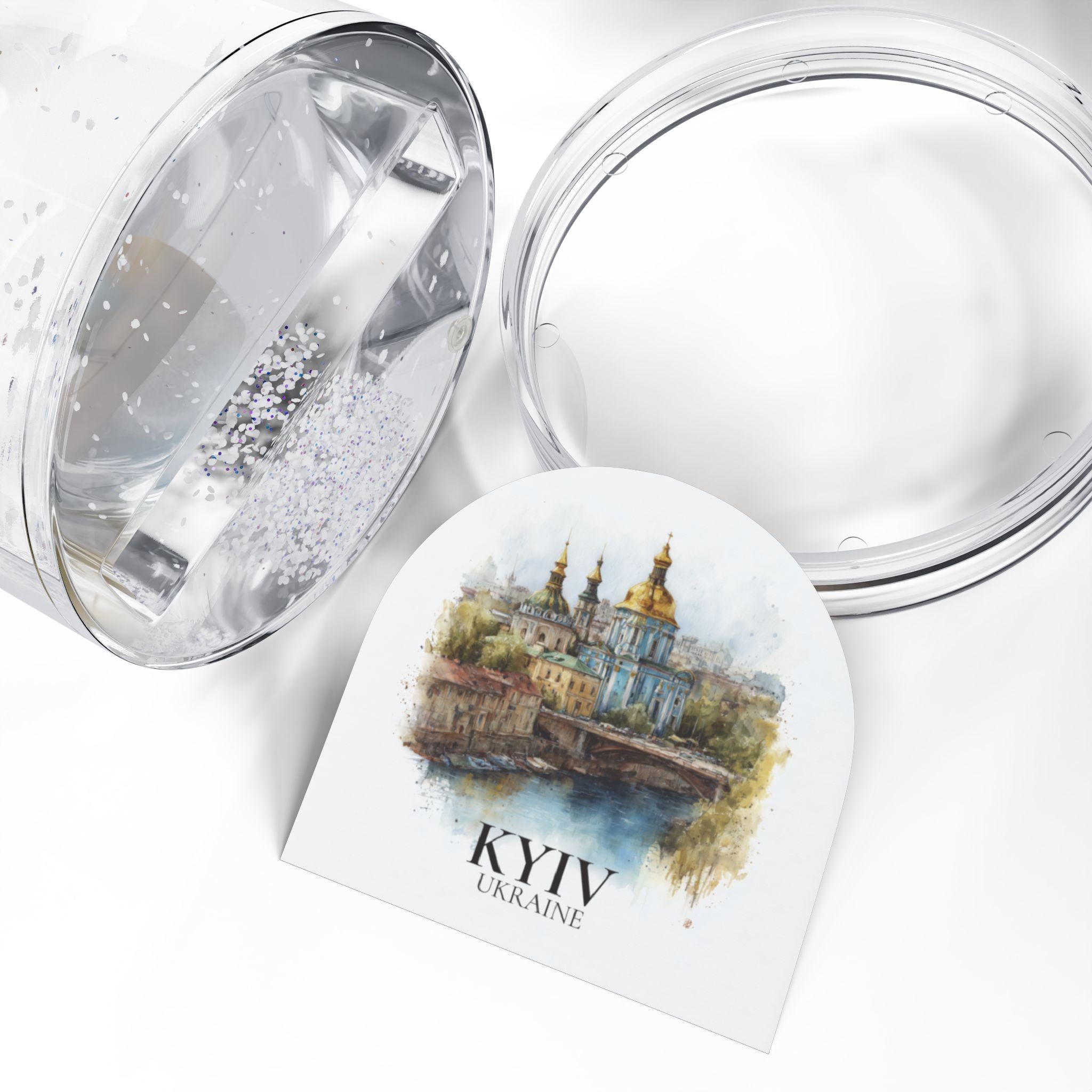Kyiv Ukraine Snow Globe, Personalized Watercolor, Custom Travel Souvenir Keepsake City Dome