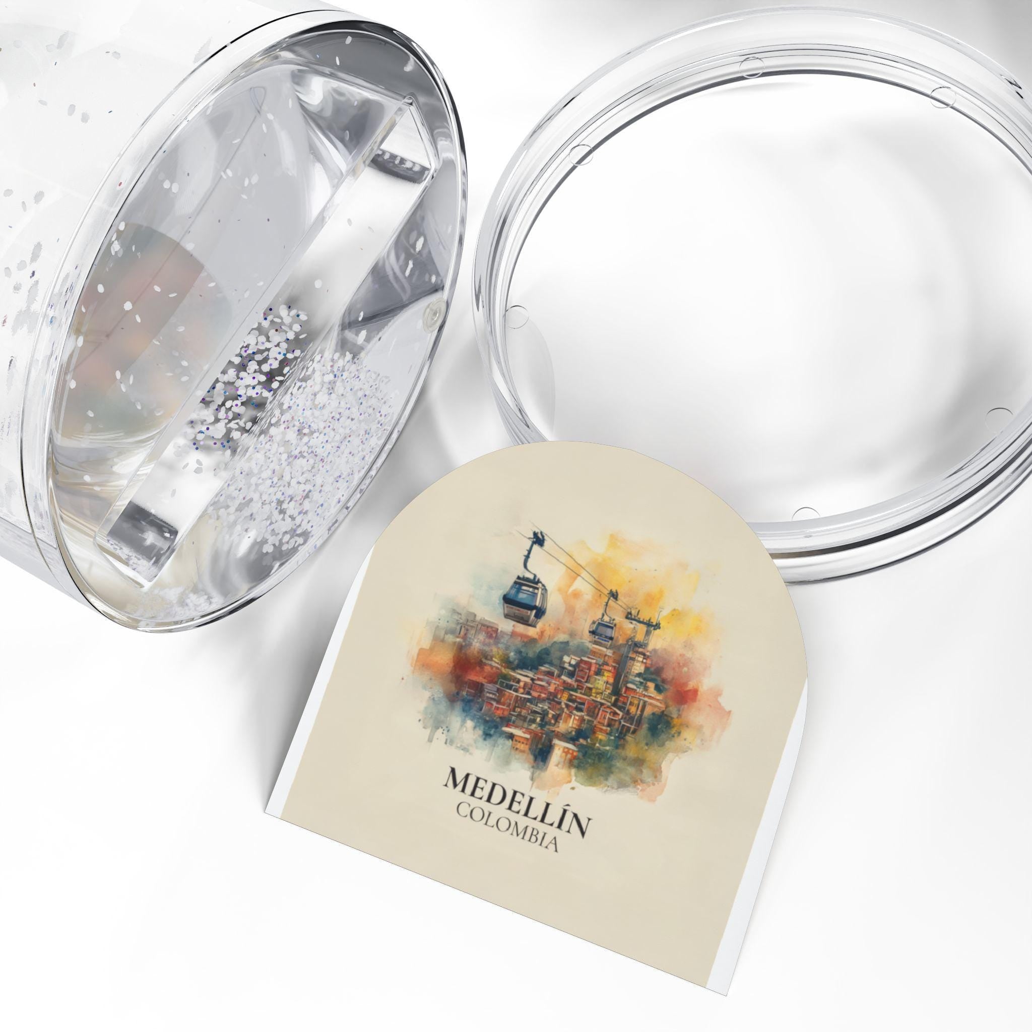 Medellin Colombia Snow Globe, Personalized Watercolor, Custom Travel Souvenir Keepsake City Dome