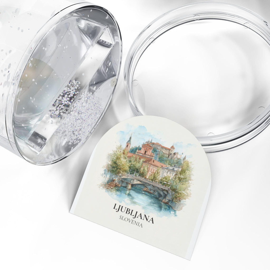 Ljubljana Slovenia Snow Globe, Personalized Watercolor, Custom Travel Souvenir Keepsake City Dome