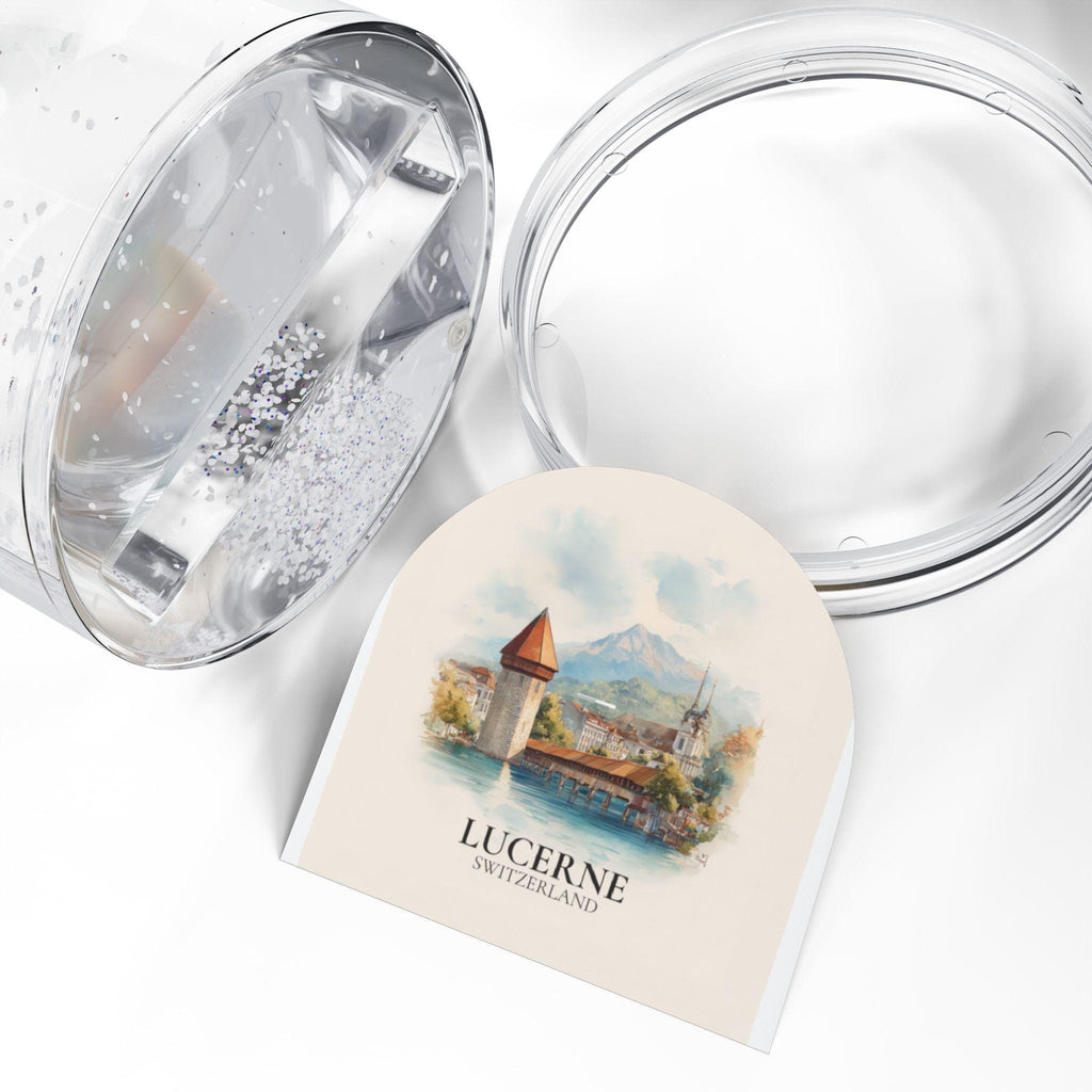 Lucerne Switzerland Snow Globe, Personalized Watercolor, Custom Travel Souvenir Keepsake City Dome