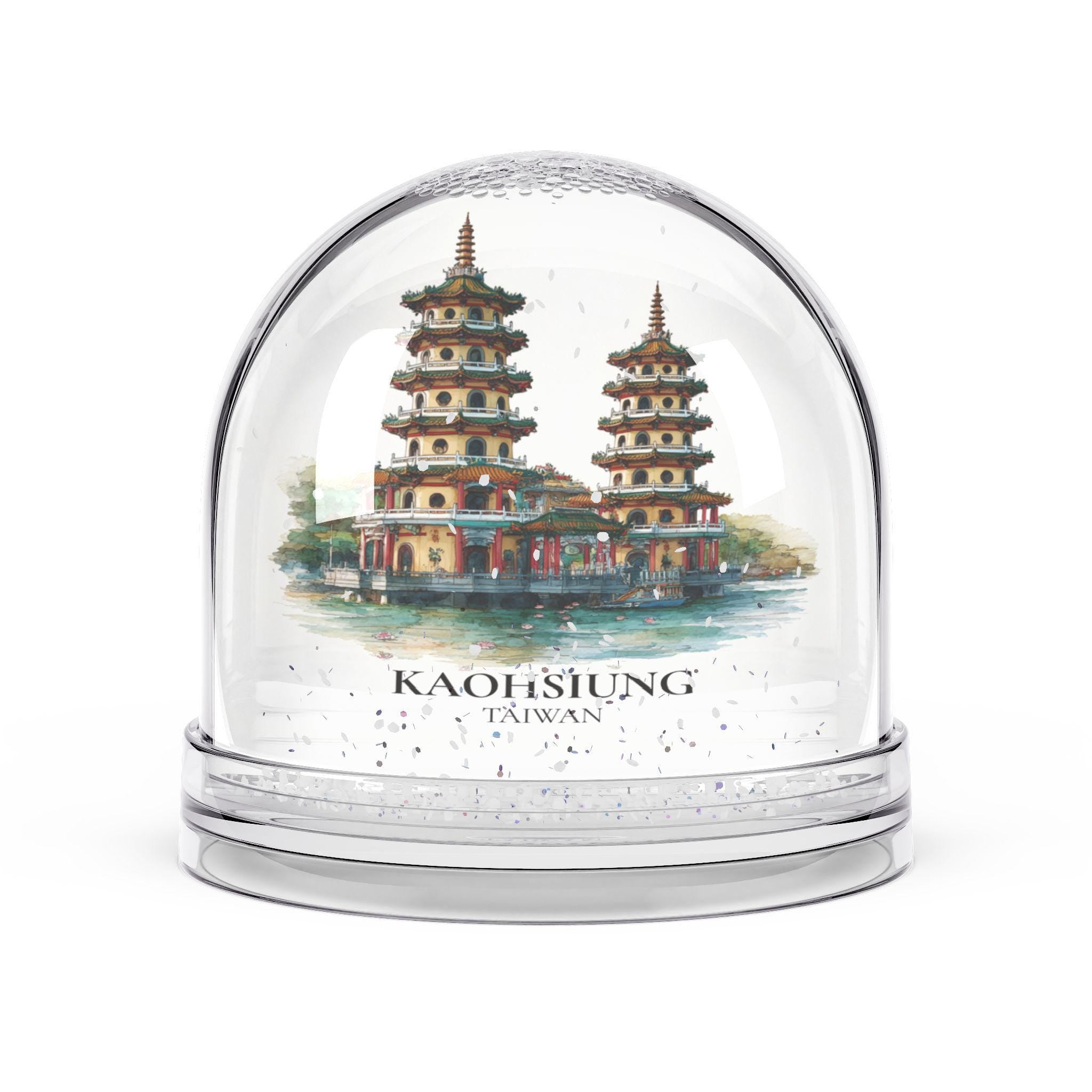 Kaohsiung Taiwan Snow Globe, Personalized Watercolor, Custom Travel Souvenir Keepsake City Dome