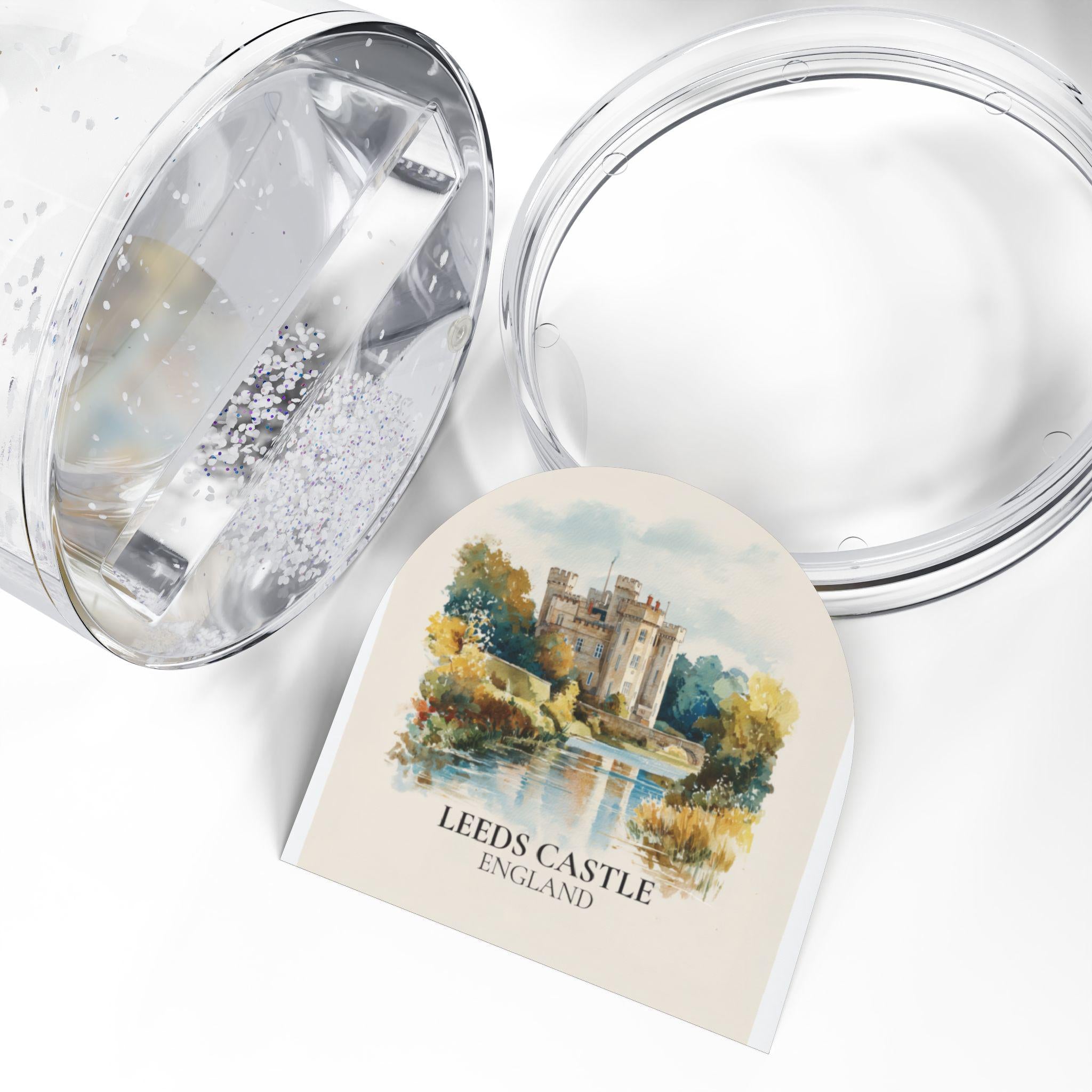 Leeds Castle England Snow Globe, Personalized Watercolor, Custom Travel Souvenir Keepsake City Dome