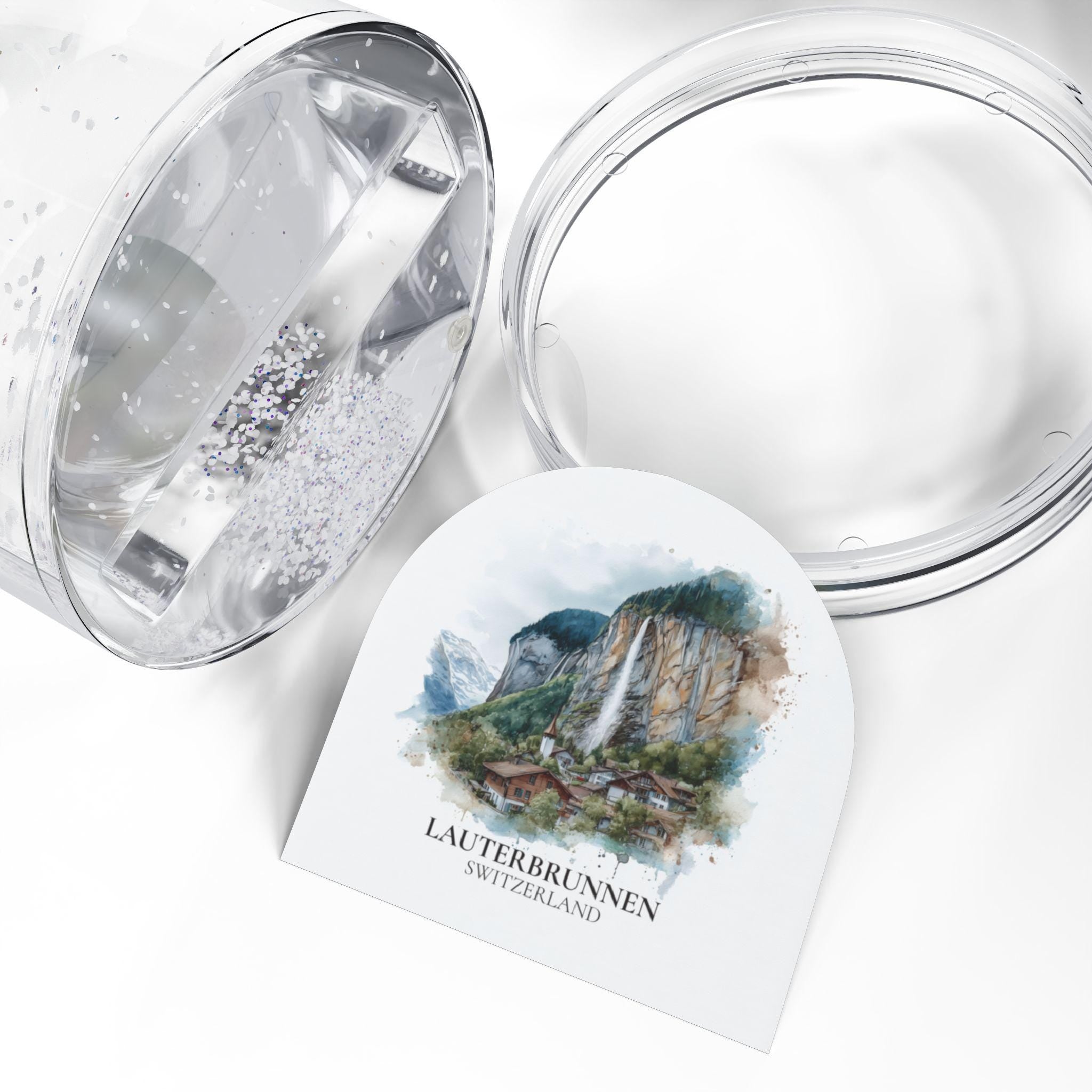 Lauterbrunnen Switzerland Snow Globe, Personalized Watercolor, Custom Travel Souvenir Keepsake City Dome