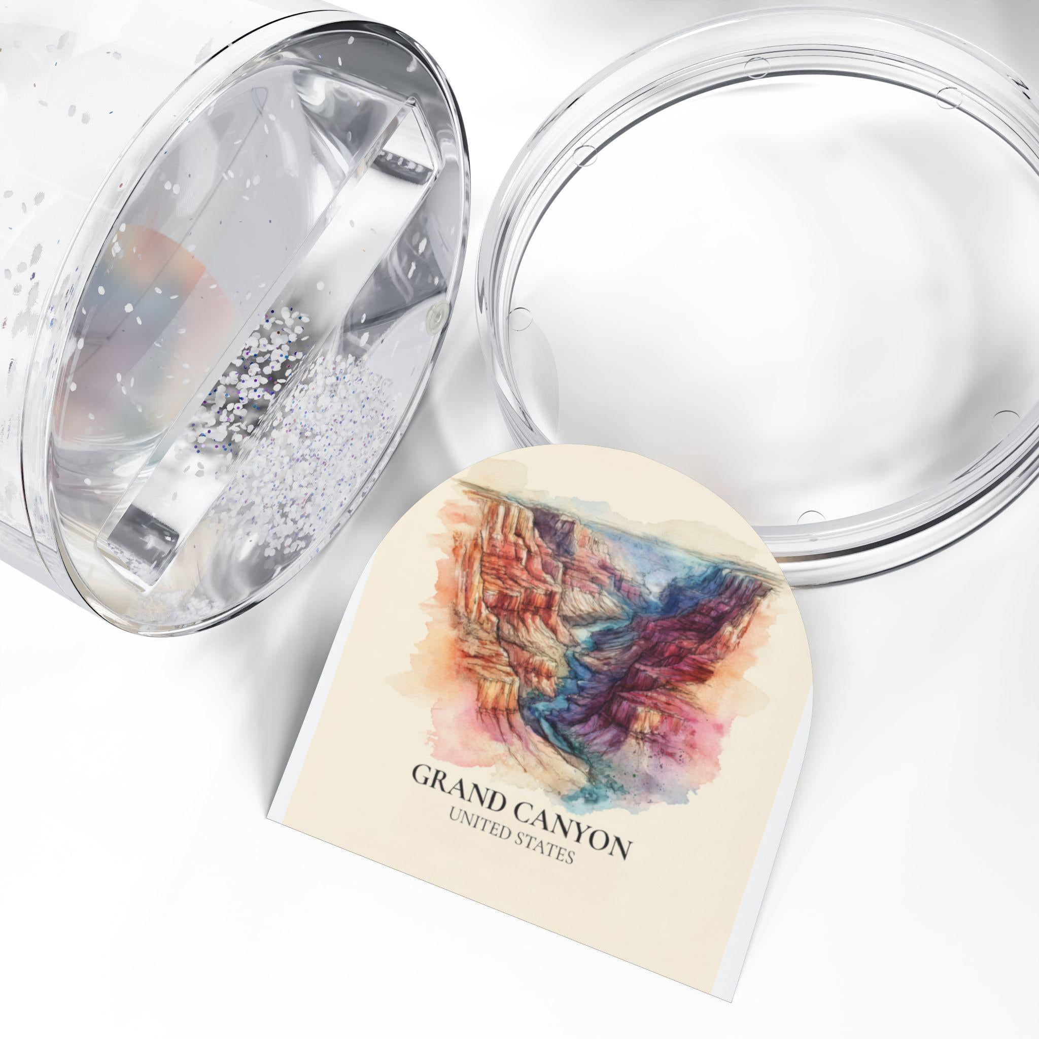 Grand Canyon United States Snow Globe, Personalized Watercolor, Custom Travel Souvenir Keepsake City Dome