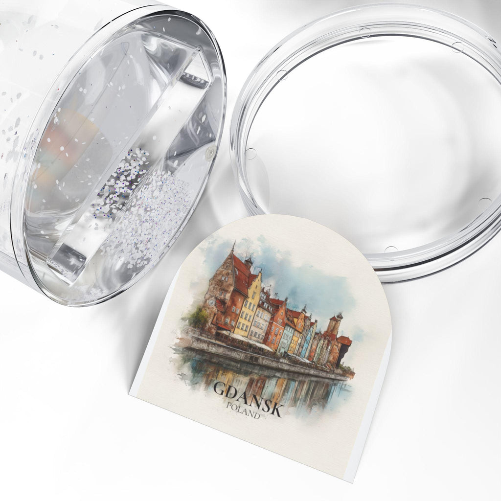 Gdansk Poland Snow Globe, Personalized Watercolor, Custom Travel Souvenir Keepsake City Dome