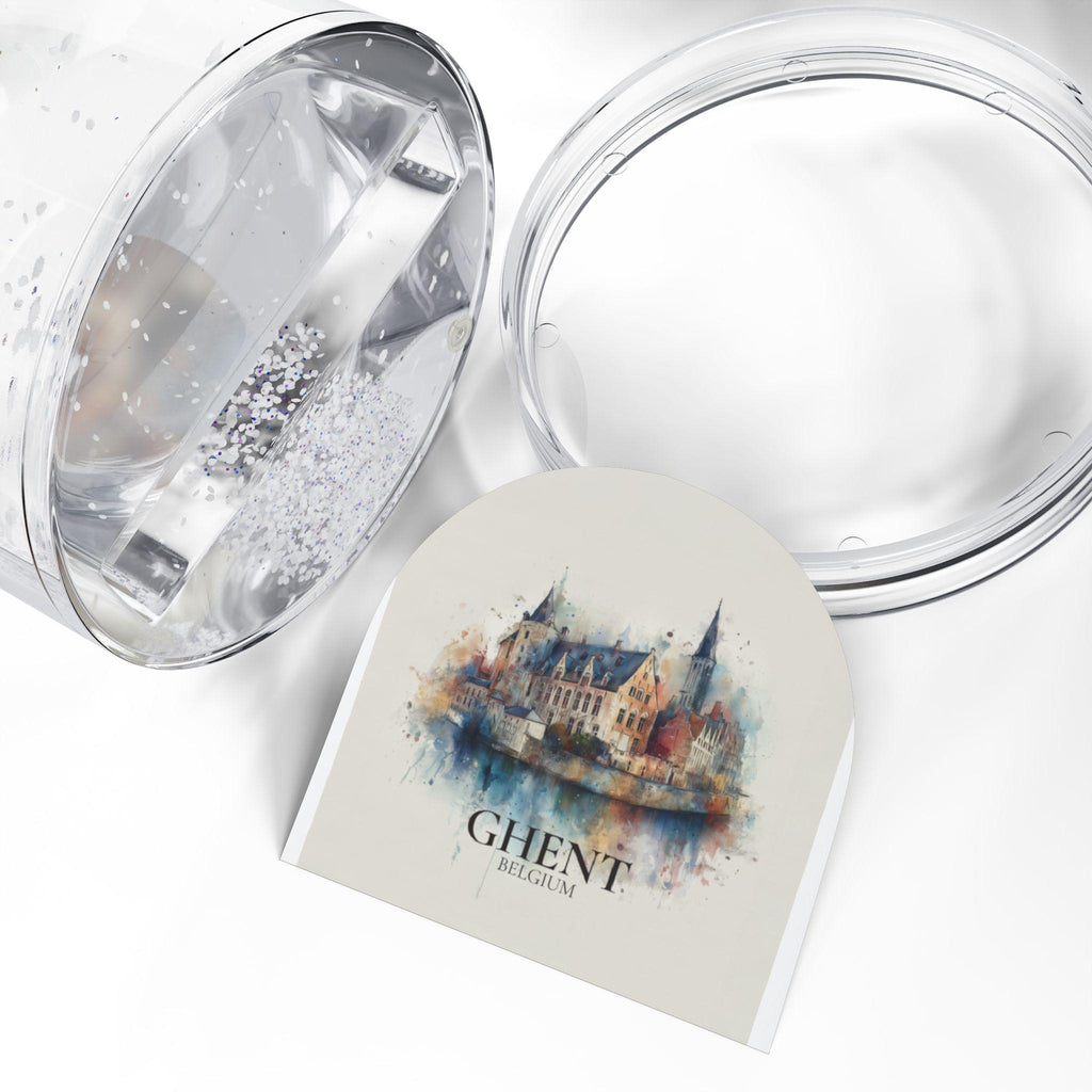 Ghent Belgium Snow Globe, Personalized Watercolor, Custom Travel Souvenir Keepsake City Dome