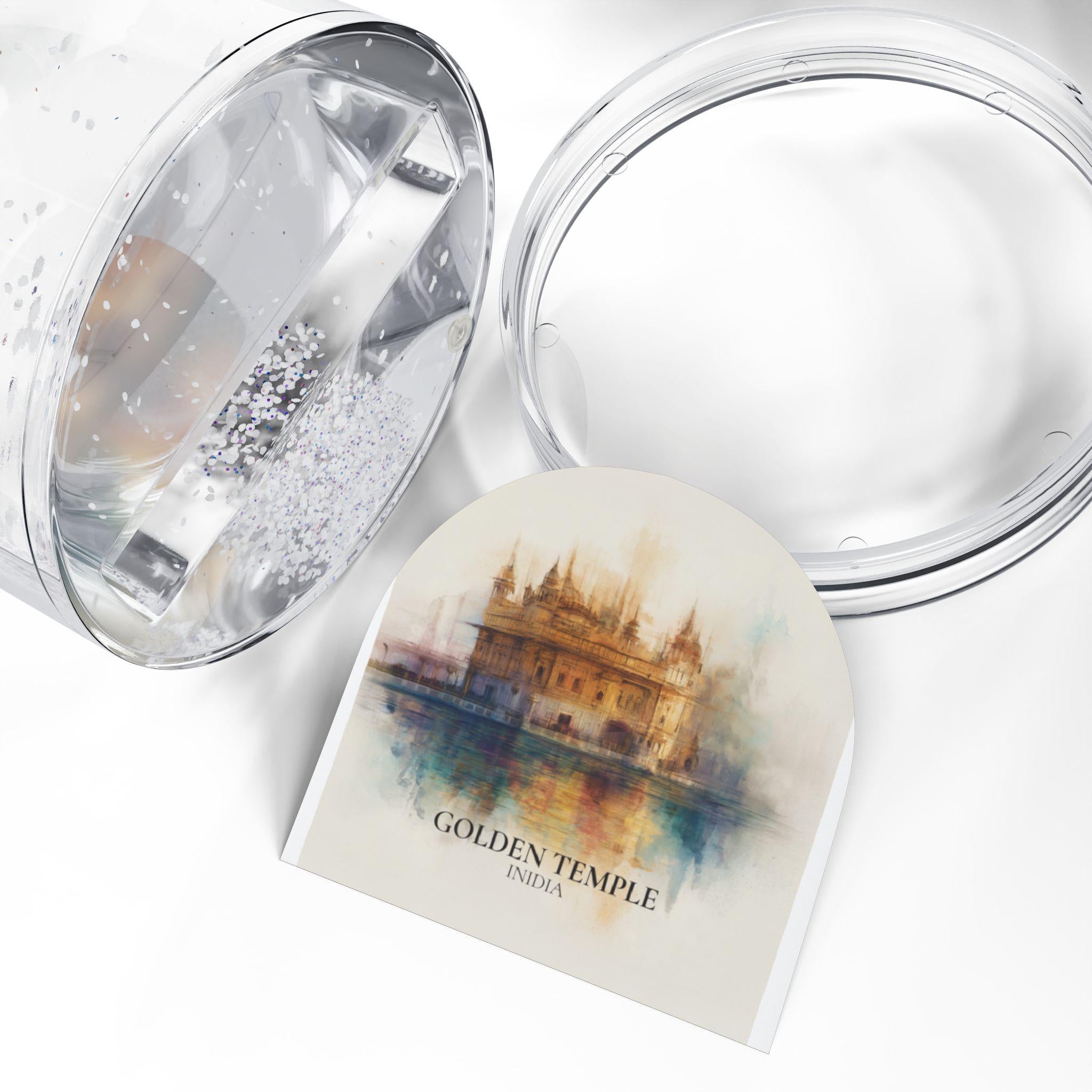 Golden Temple India Snow Globe, Personalized Watercolor, Custom Travel Souvenir Keepsake City Dome