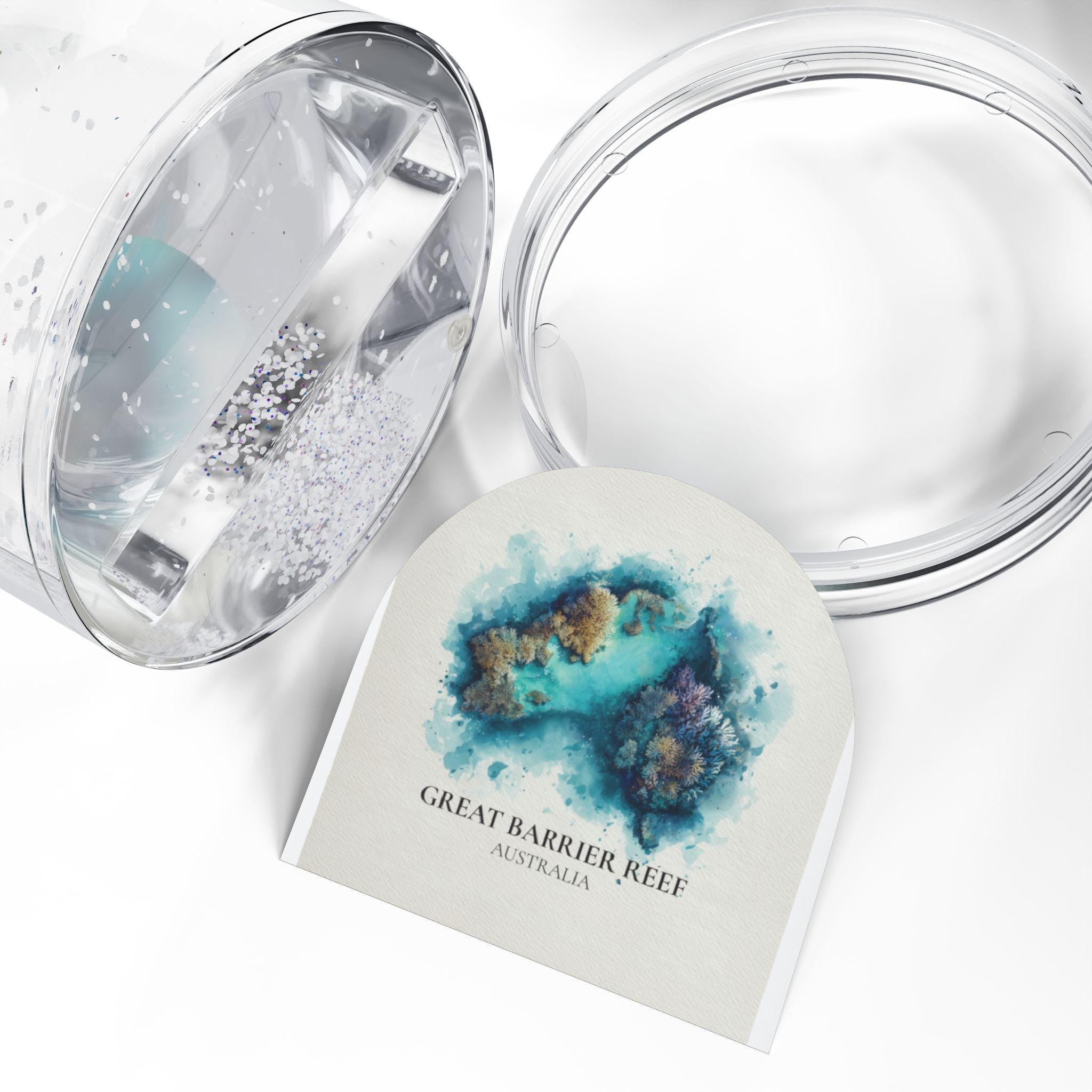 Great Barrier Reef Australia Snow Globe, Personalized Watercolor, Custom Travel Souvenir Keepsake City Dome