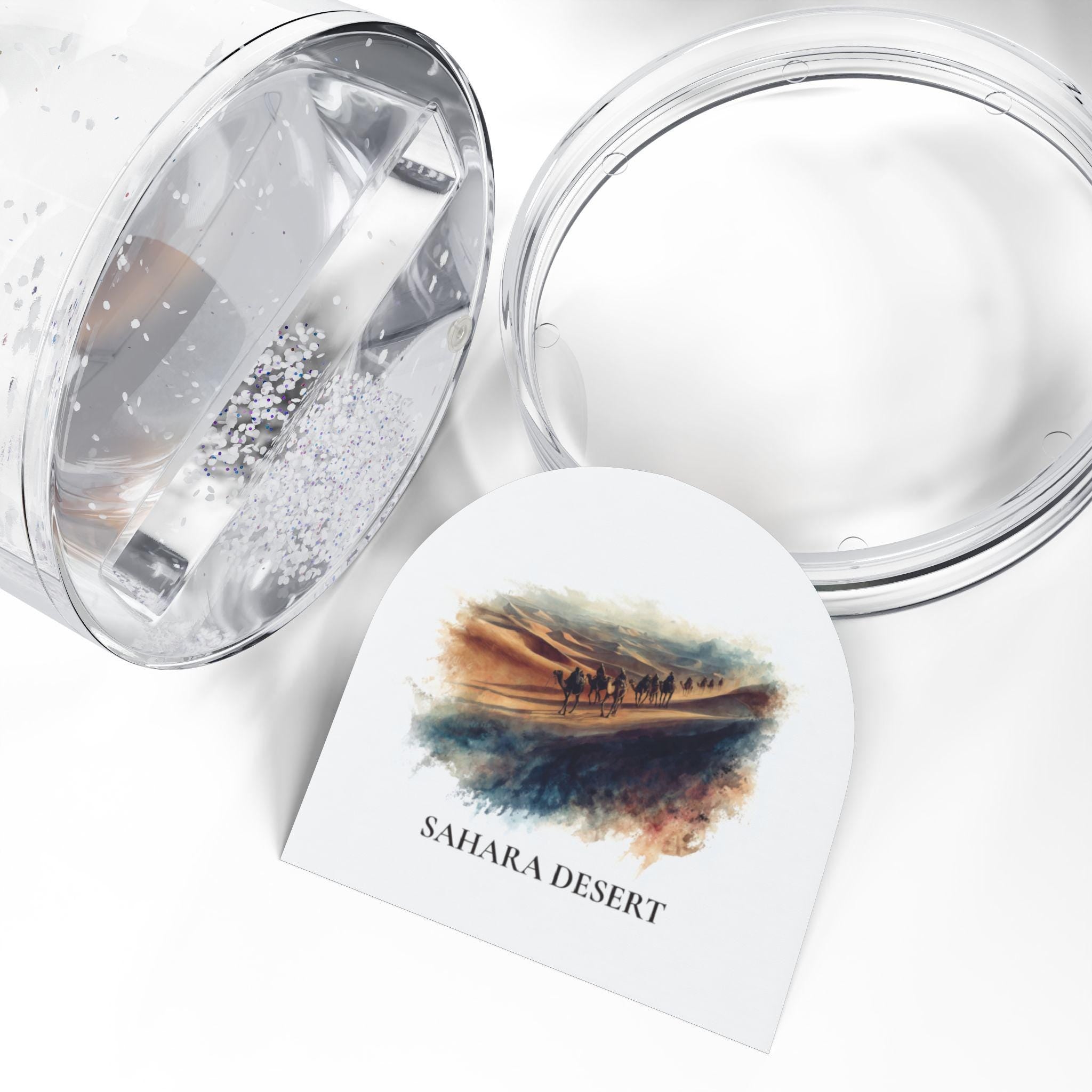 Sahara Desert Snow Globe, Personalized Watercolor, Custom Travel Souvenir Keepsake City Dome