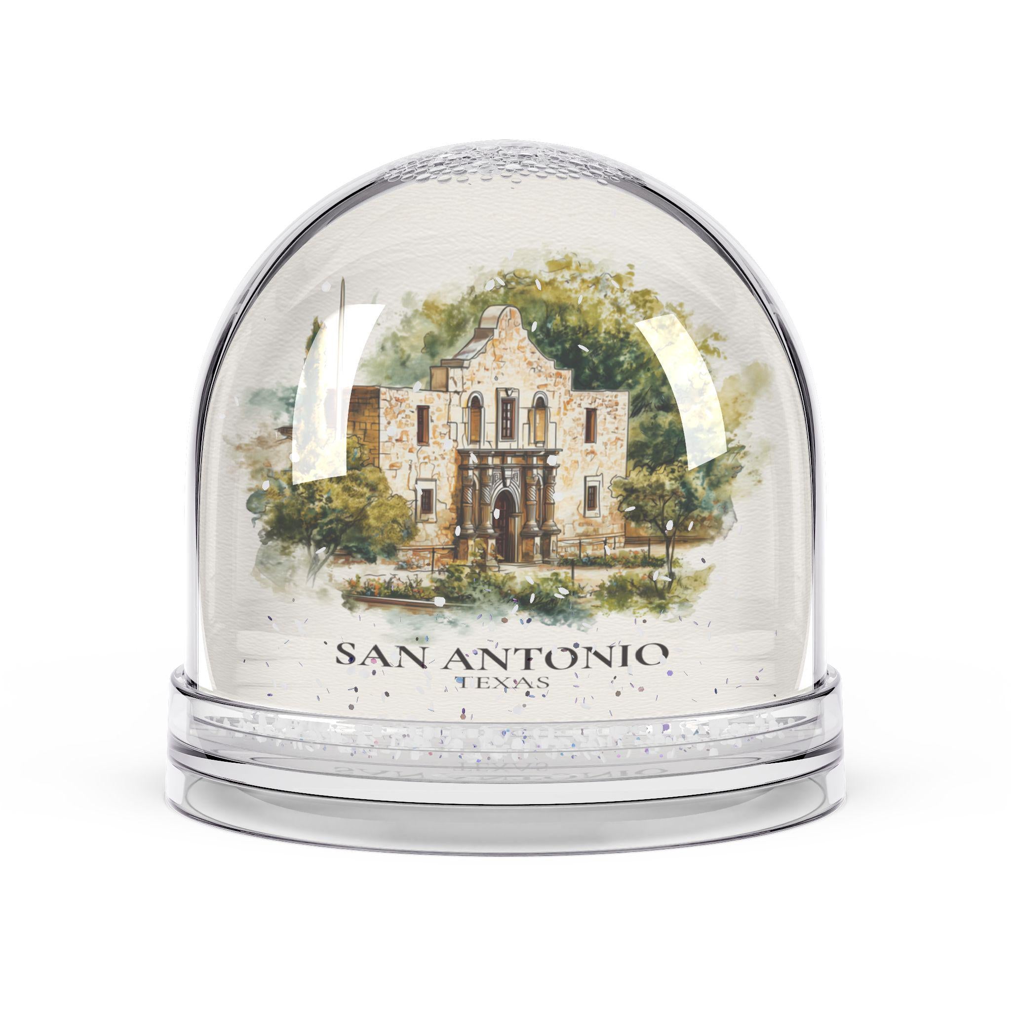 San Antonio Texas Snow Globe, Personalized Watercolor, Custom Travel Souvenir Keepsake City Dome