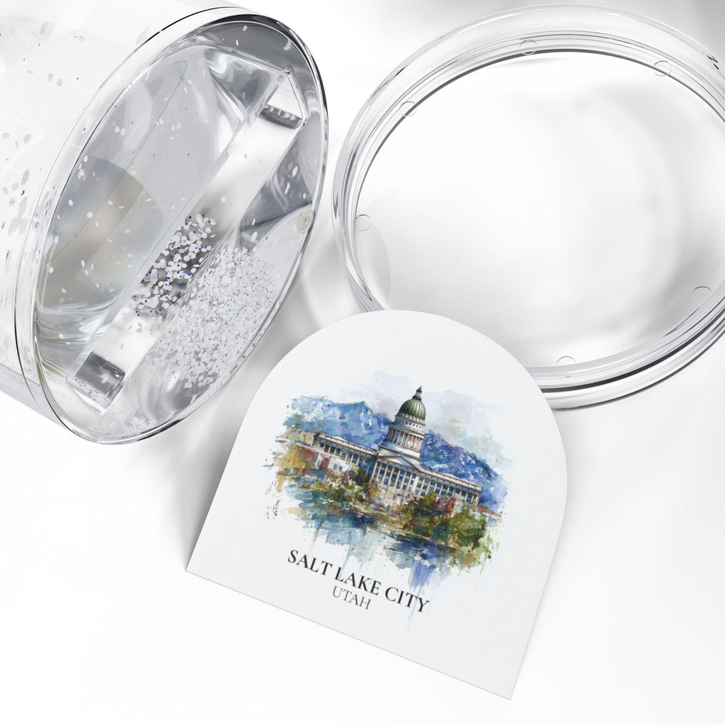 Salt Lake City Utah Snow Globe, Personalized Watercolor, Custom Travel Souvenir Keepsake City Dome
