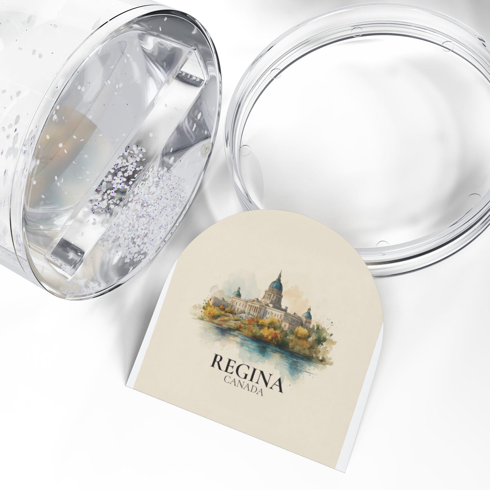 Regina Canada Saskatchewan Snow Globe, Personalized Watercolor, Custom Travel Souvenir Keepsake City Dome