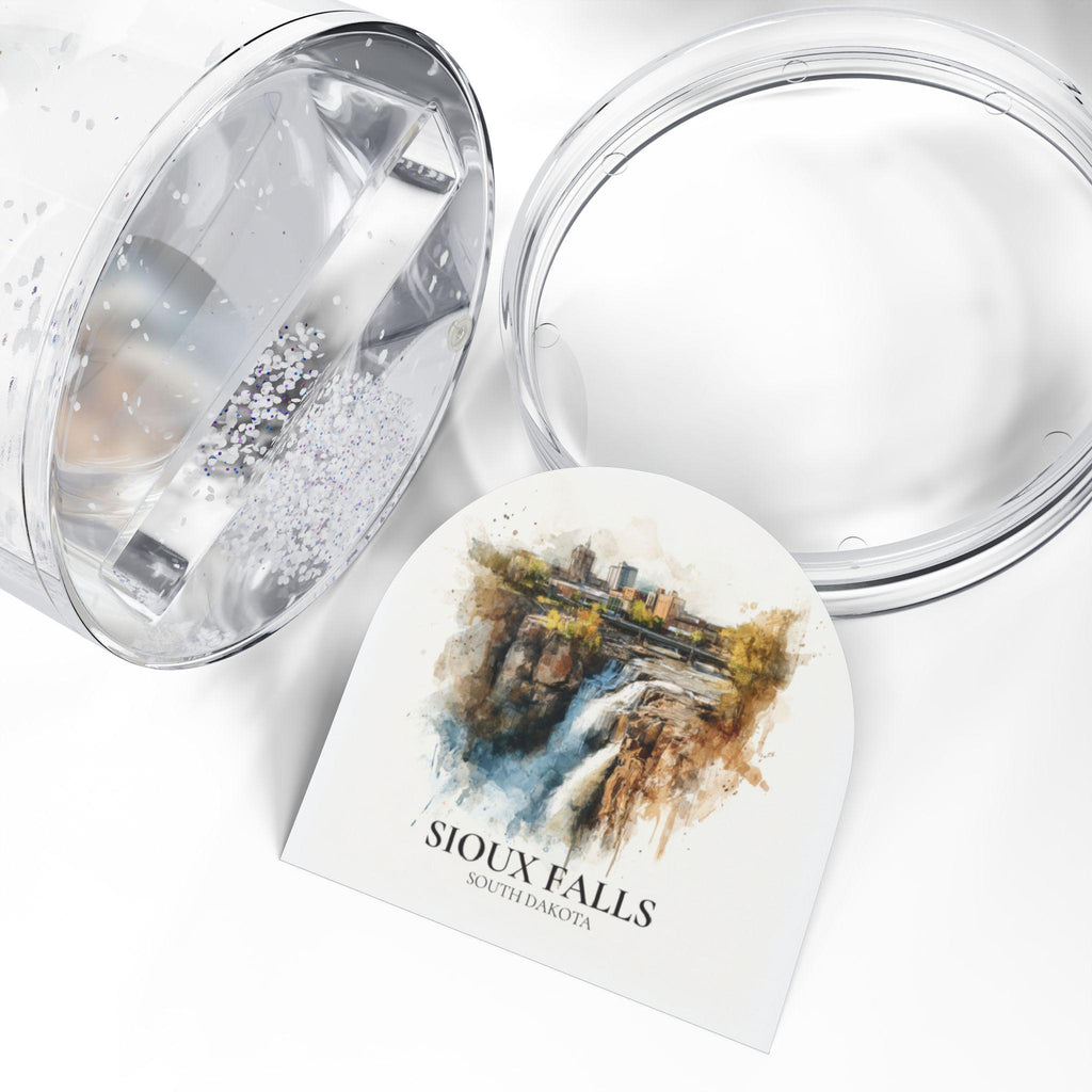 Sioux Falls South Dakota Snow Globe, Personalized Watercolor, Custom Travel Souvenir Keepsake City Dome