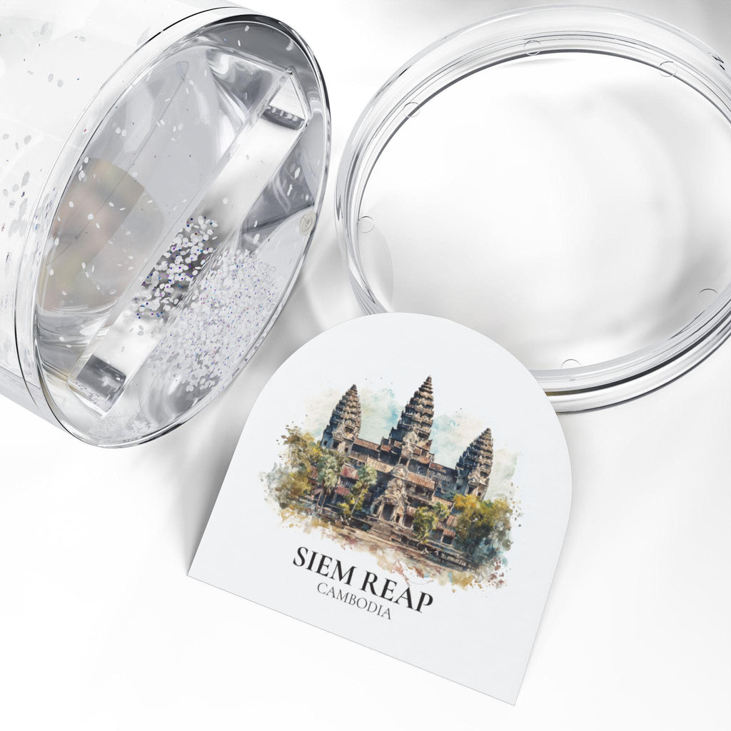 Siem Reap Cambodia Snow Globe, Personalized Watercolor, Custom Travel Souvenir Keepsake City Dome