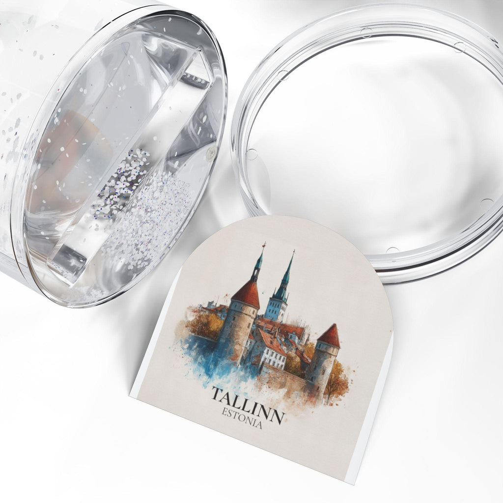 Tallinn Estonia Snow Globe, Personalized Watercolor, Custom Travel Souvenir Keepsake City Dome