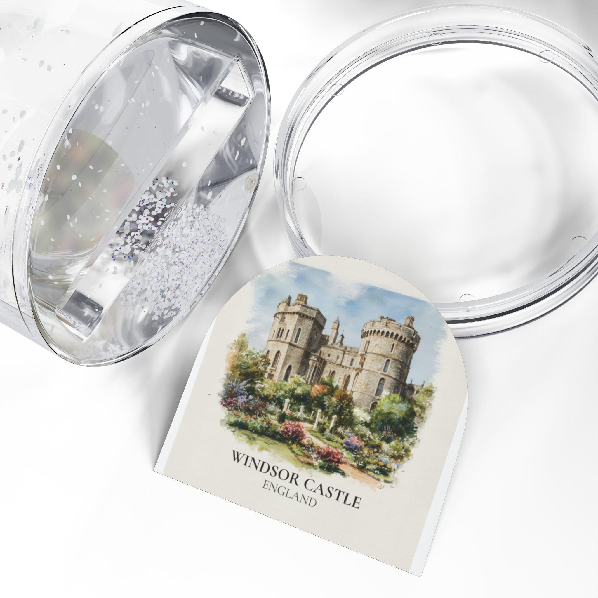 Windsor Castle England Snow Globe, Personalized Watercolor, Custom Travel Souvenir Keepsake City Dome