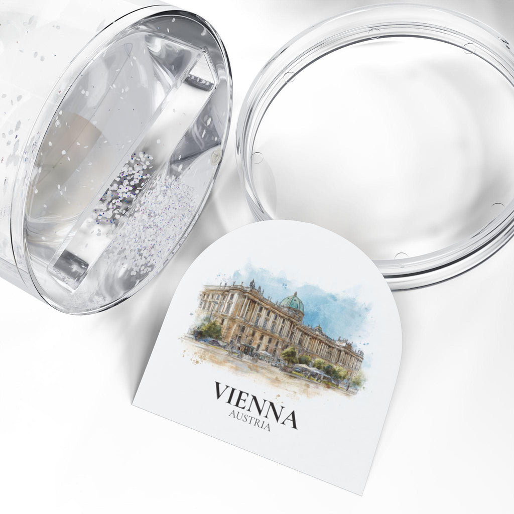 Vienna Austria Snow Globe, Personalized Watercolor, Custom Travel Souvenir Keepsake City Dome
