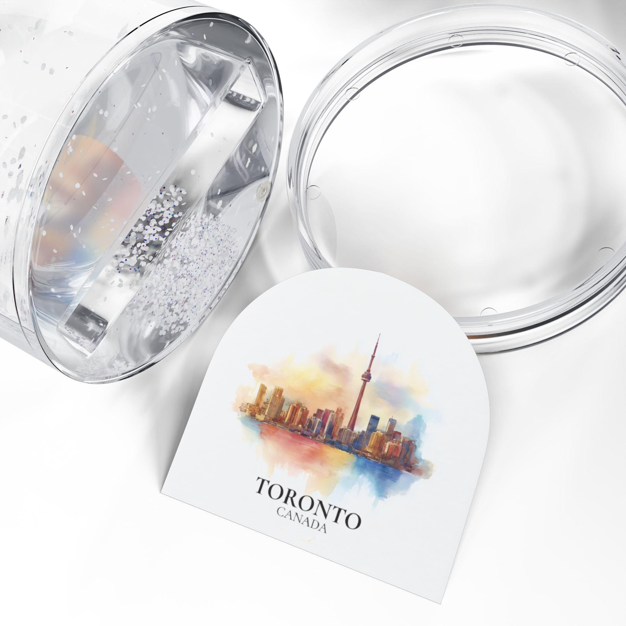 Toronto Ontario Snow Globe, Personalized Watercolor, Custom Travel Souvenir Keepsake City Dome