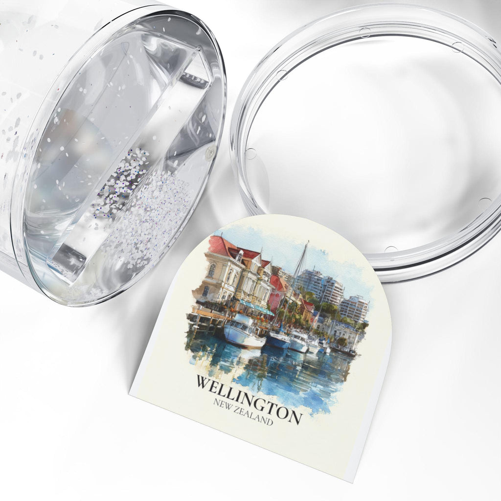 Wellington New Zealand Snow Globe, Personalized Watercolor, Custom Travel Souvenir Keepsake City Dome