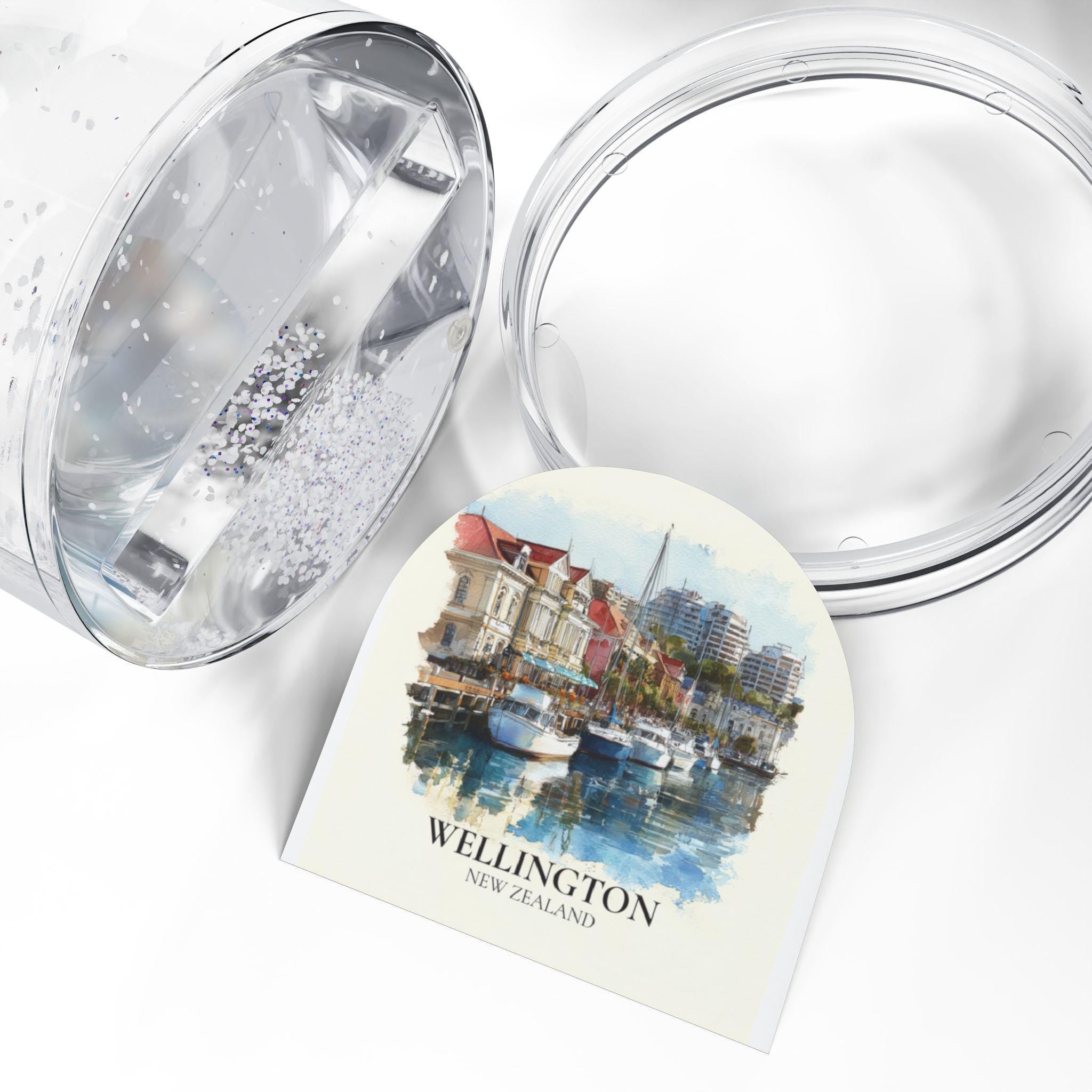 Wellington New Zealand Snow Globe, Personalized Watercolor, Custom Travel Souvenir Keepsake City Dome