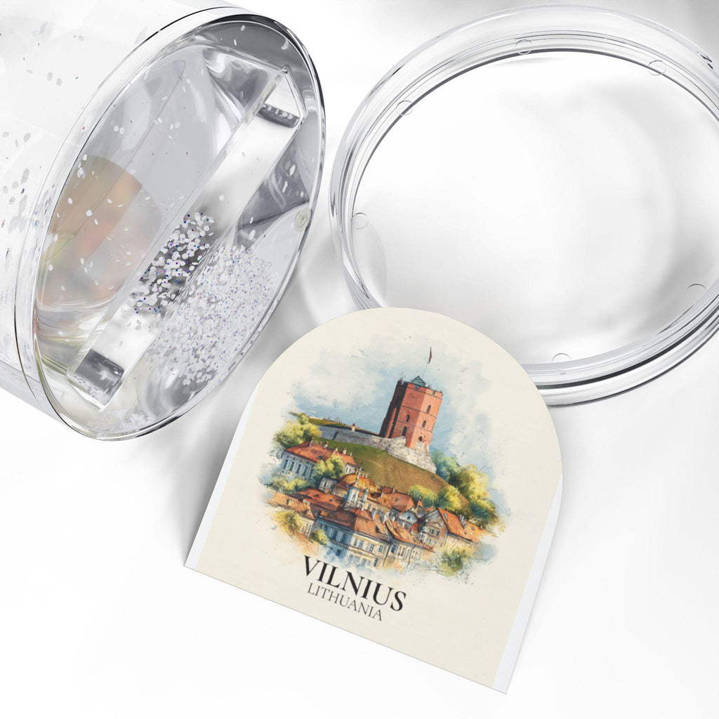Vilnius Lithuania Snow Globe, Personalized Watercolor, Custom Travel Souvenir Keepsake City Dome