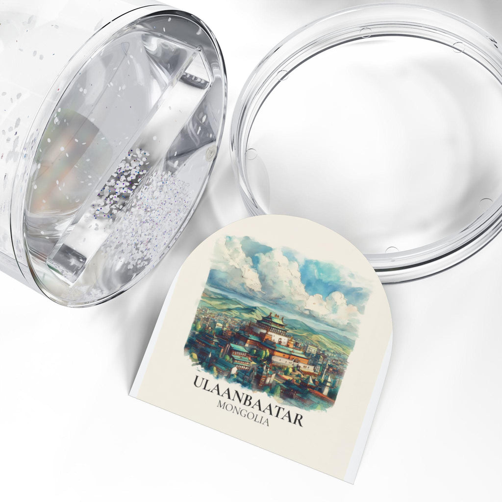 Ulaanbaatar Mongolia Snow Globe, Personalized Watercolor, Custom Travel Souvenir Keepsake City Dome