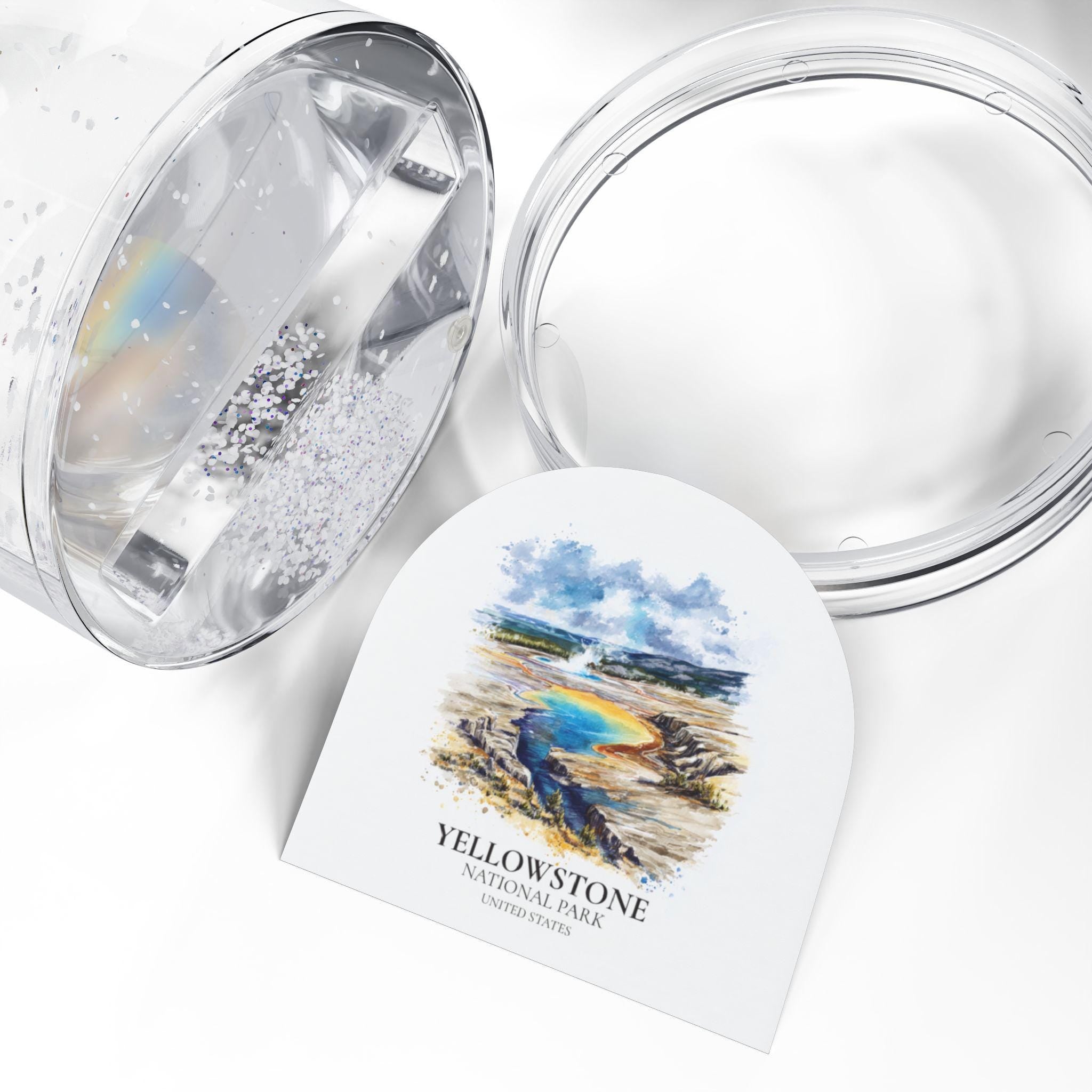 Yellowstone National Park United States Snow Globe, Personalized Watercolor, Custom Travel Souvenir Keepsake City Dome