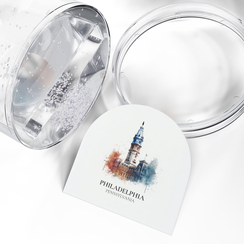 Philadelphia Pennsylvania Snow Globe, Personalized Watercolor, Custom Travel Souvenir Keepsake City Dome
