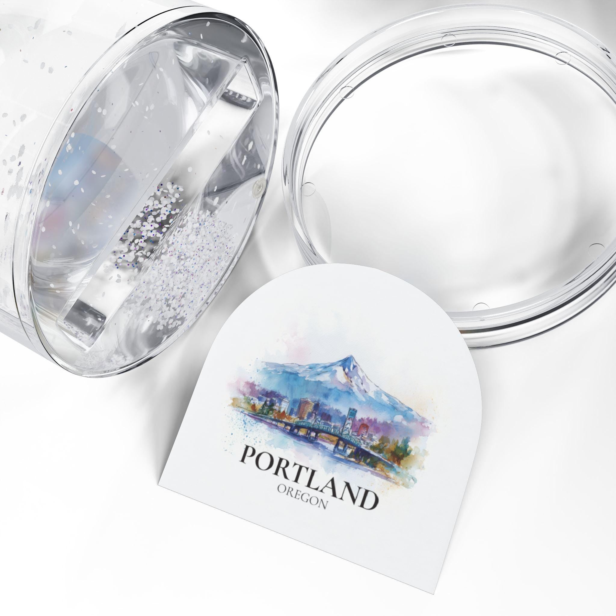 Portland Oregon Snow Globe, Personalized Watercolor, Custom Travel Souvenir Keepsake City Dome